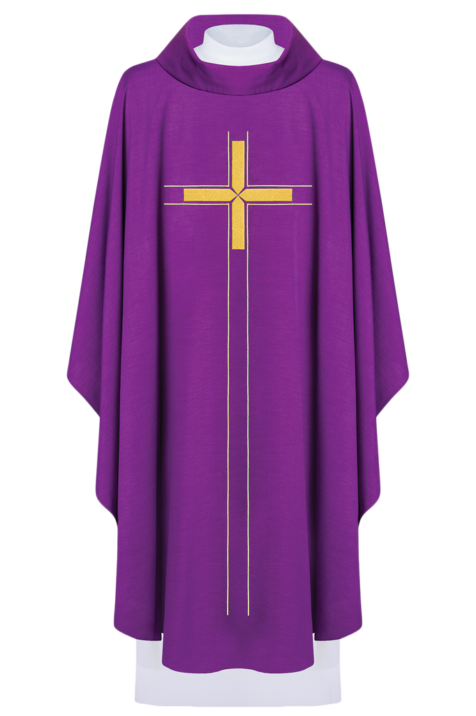 Red chasuble with cross embroidery