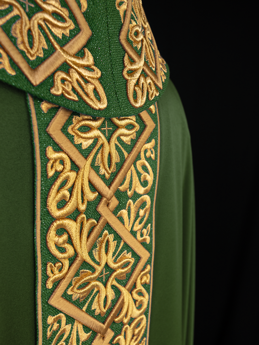 Green chasuble with embroidered collar