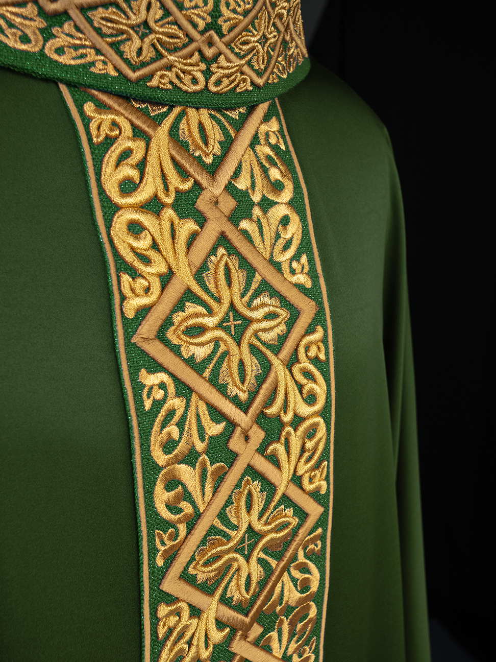 Green chasuble with embroidered collar