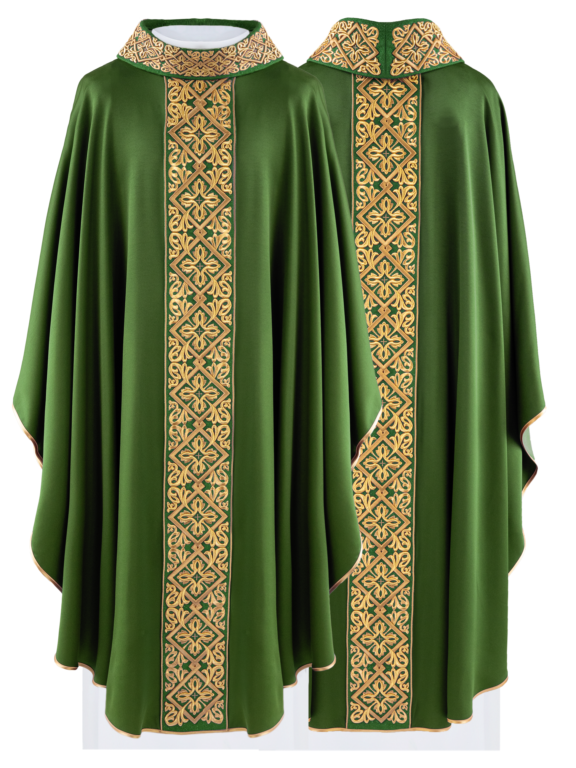 Green chasuble with embroidered collar