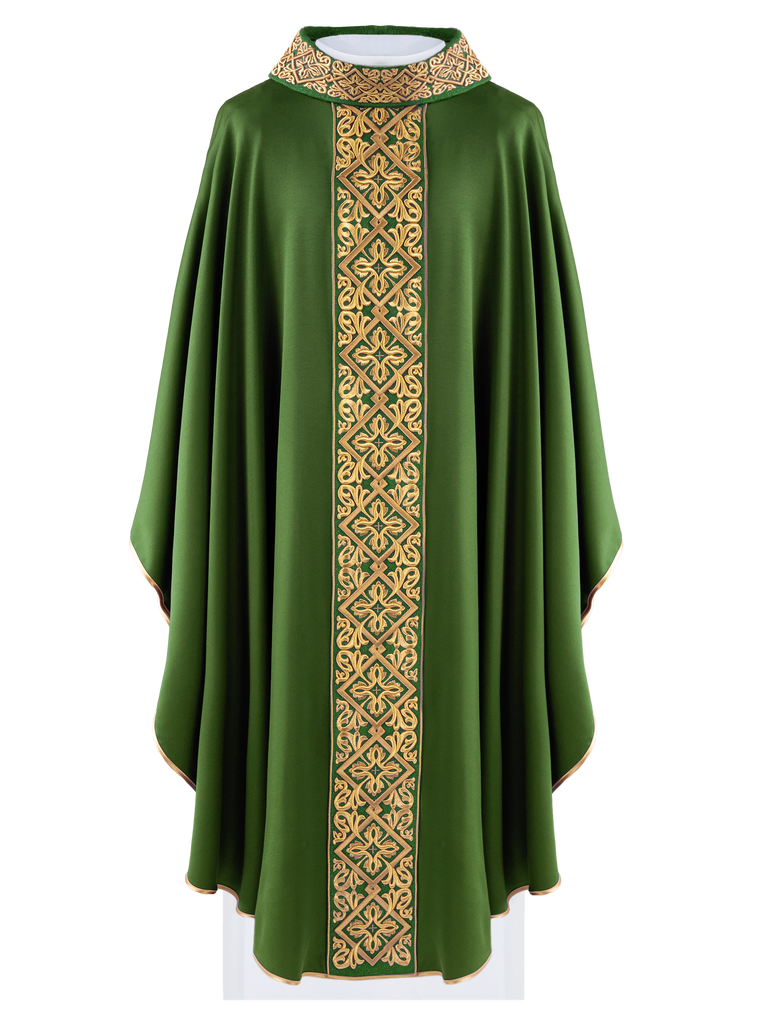 Green chasuble with embroidered collar