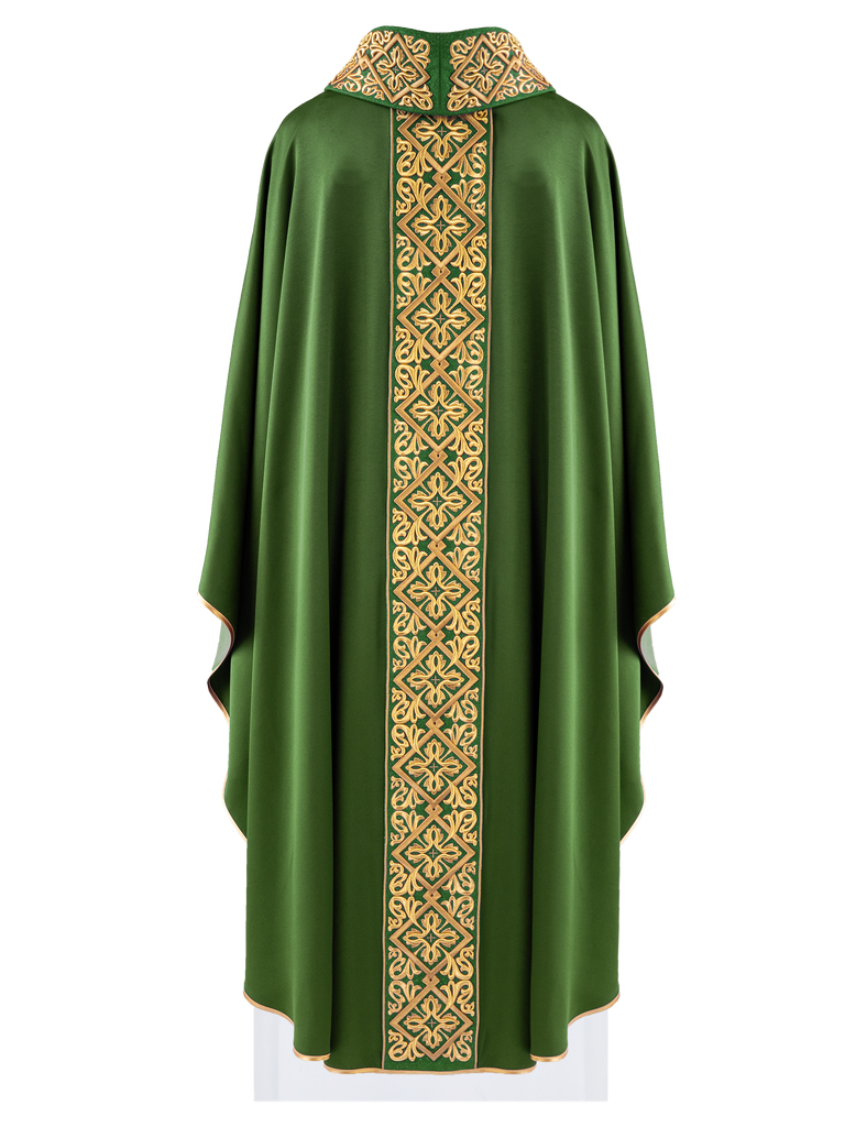 Green chasuble with embroidered collar