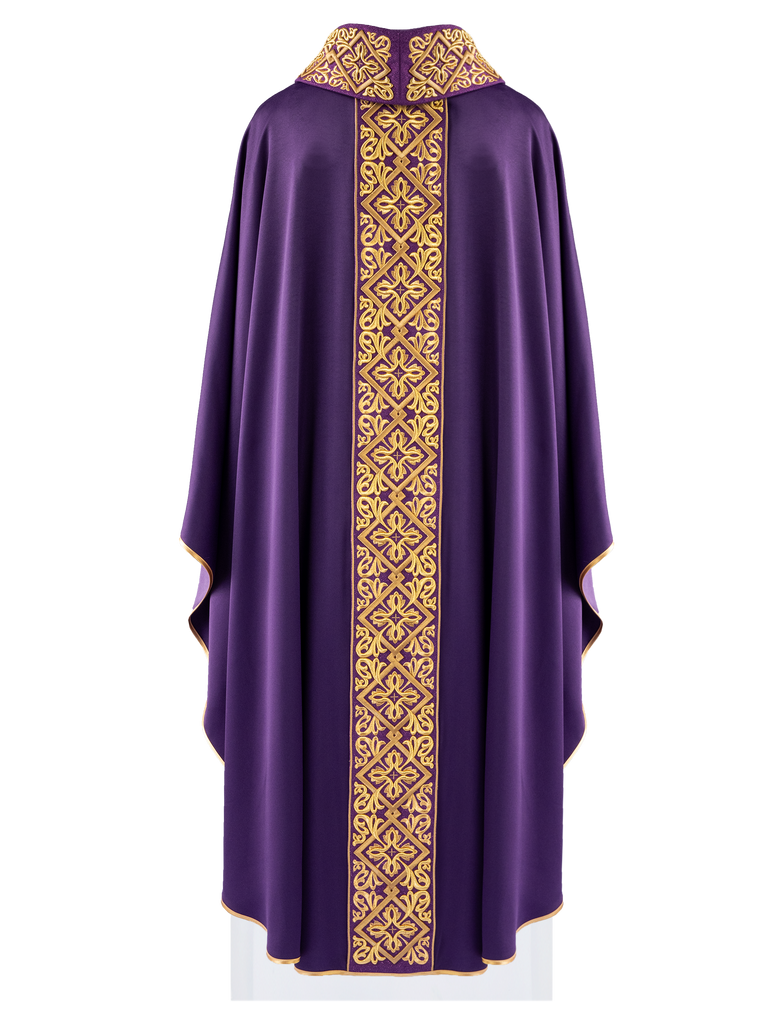 Richly embroidered purple chasuble