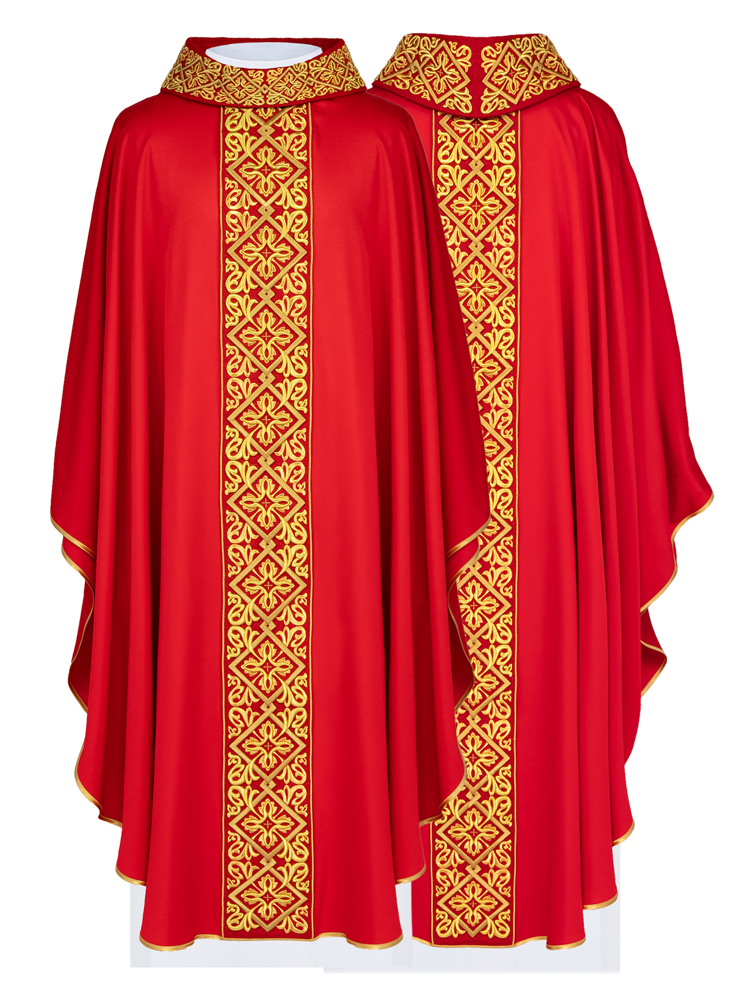 Red chasuble with embroidered collar - HAFTINAUSA.COM