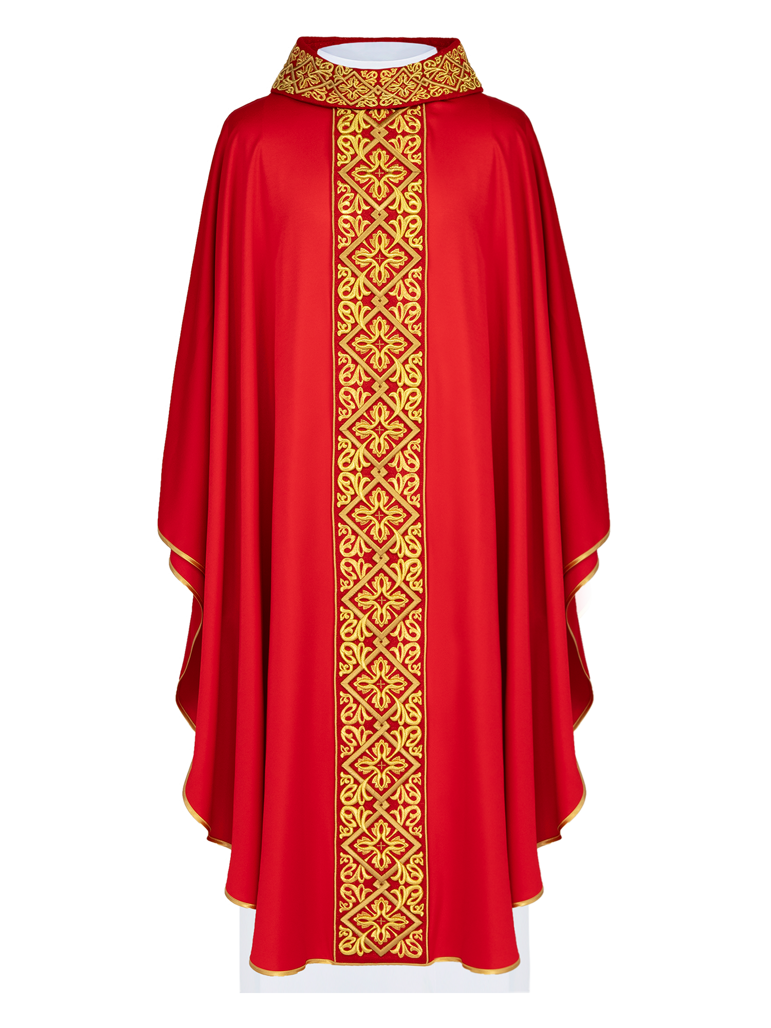 Red chasuble with embroidered collar - HAFTINAUSA.COM