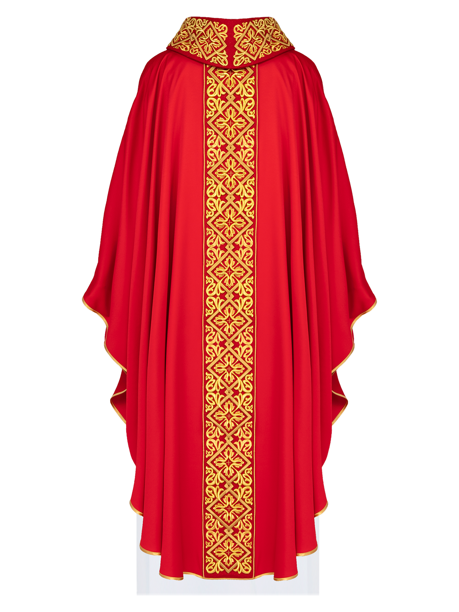 Red chasuble with embroidered collar - HAFTINAUSA.COM