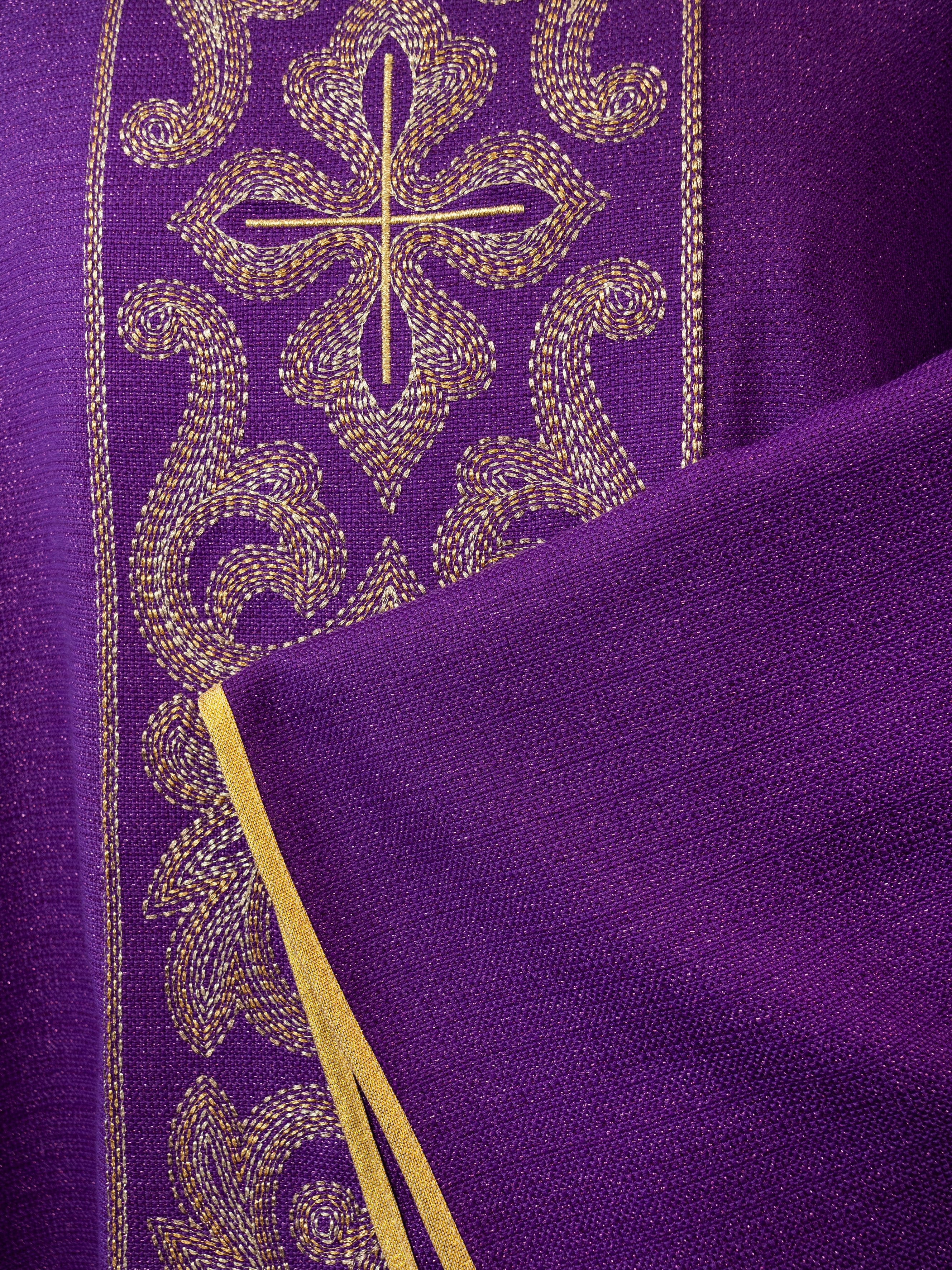 Purple chasuble with light embroidery