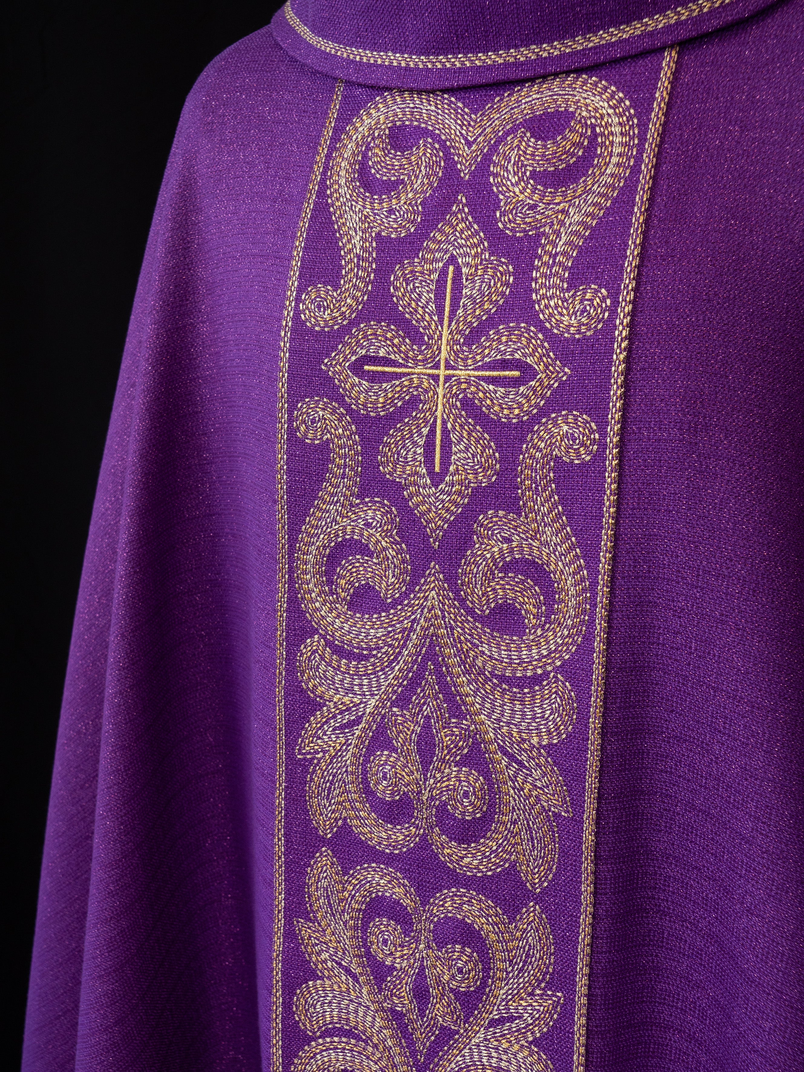 Purple chasuble with light embroidery