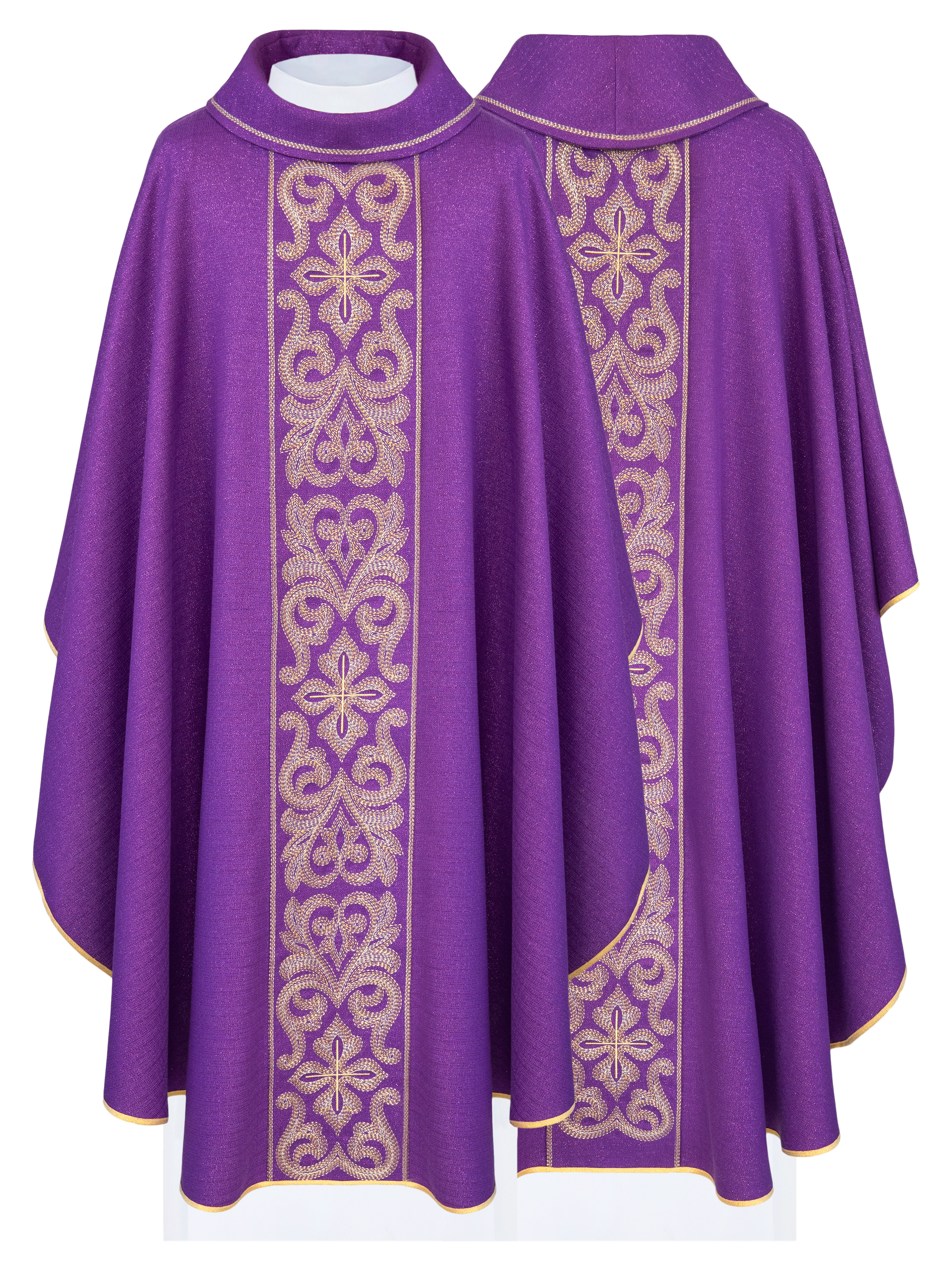 Purple chasuble with light embroidery