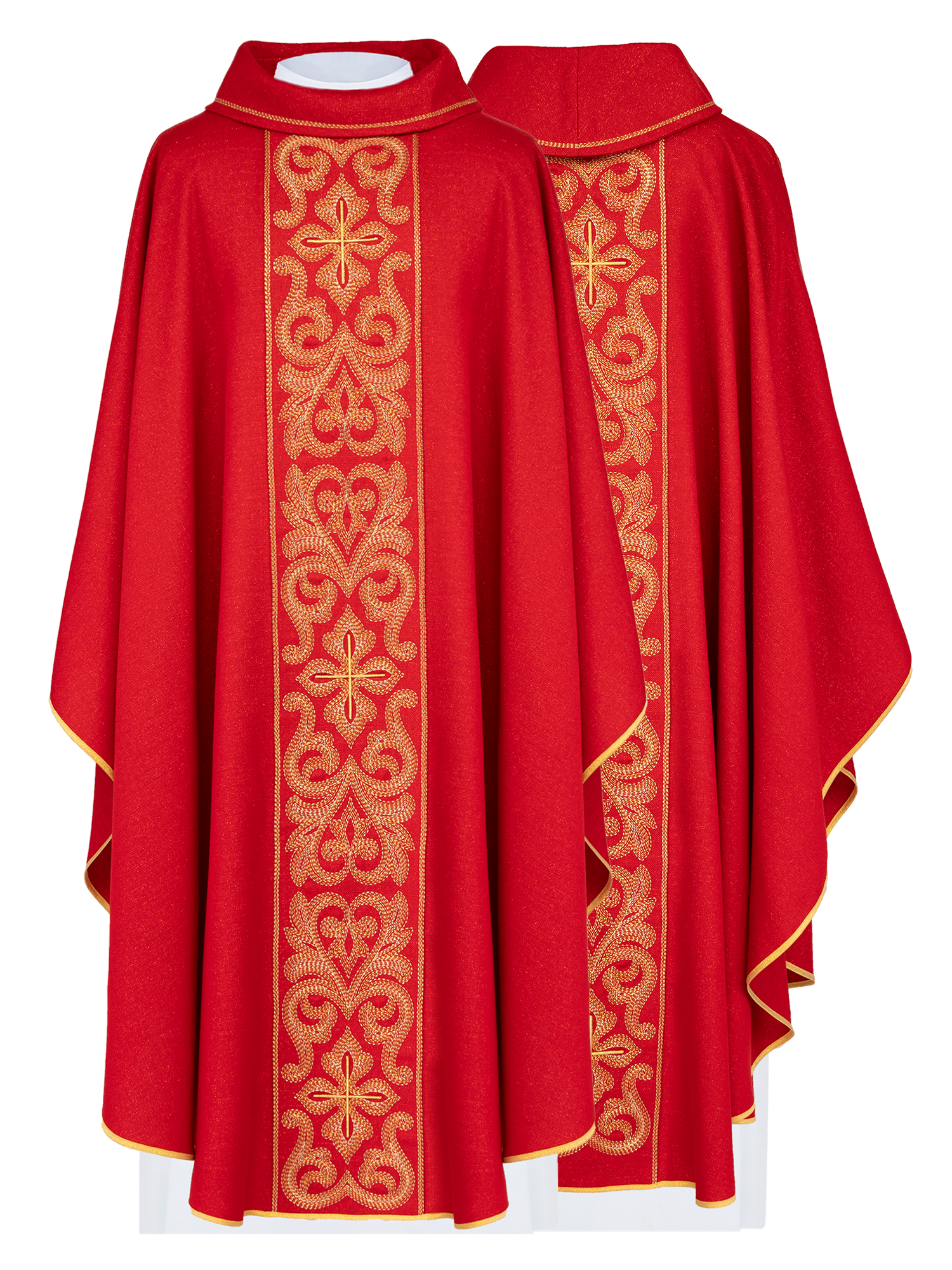 Red chasuble with light gold embroidery - HAFTINAUSA.COM