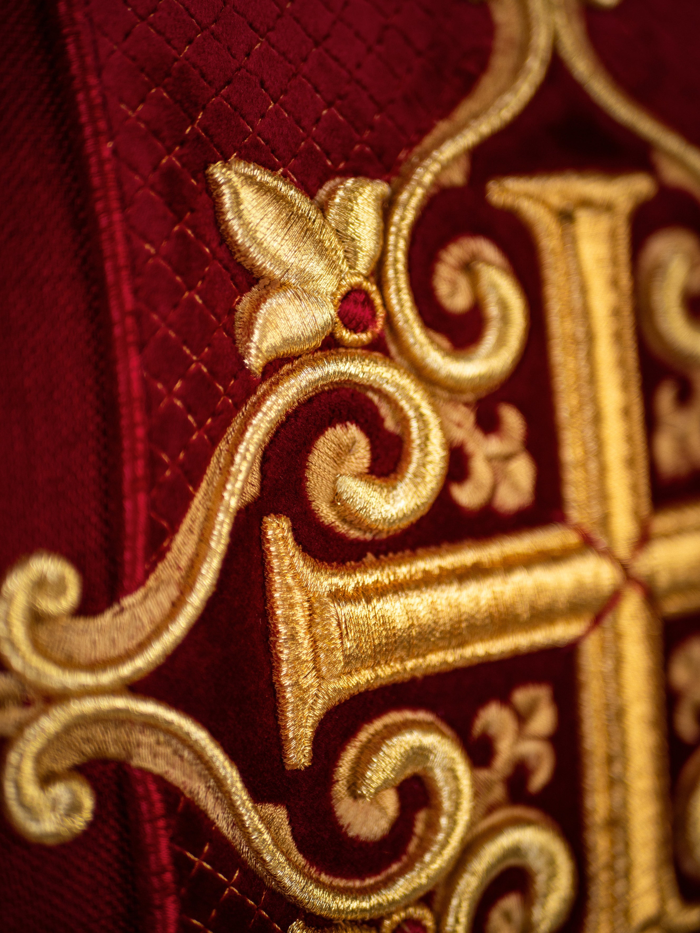 Red Chasuble with Embroidered Cross Symbol