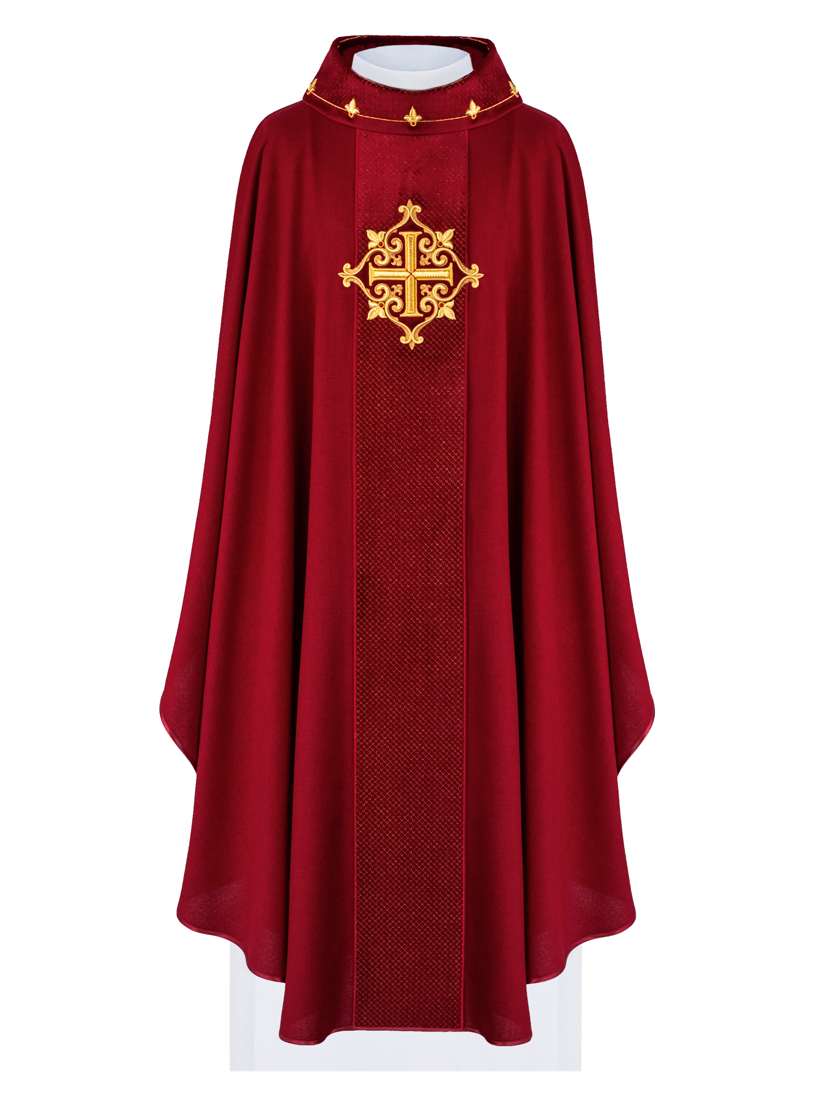 Red Chasuble with Embroidered Cross Symbol