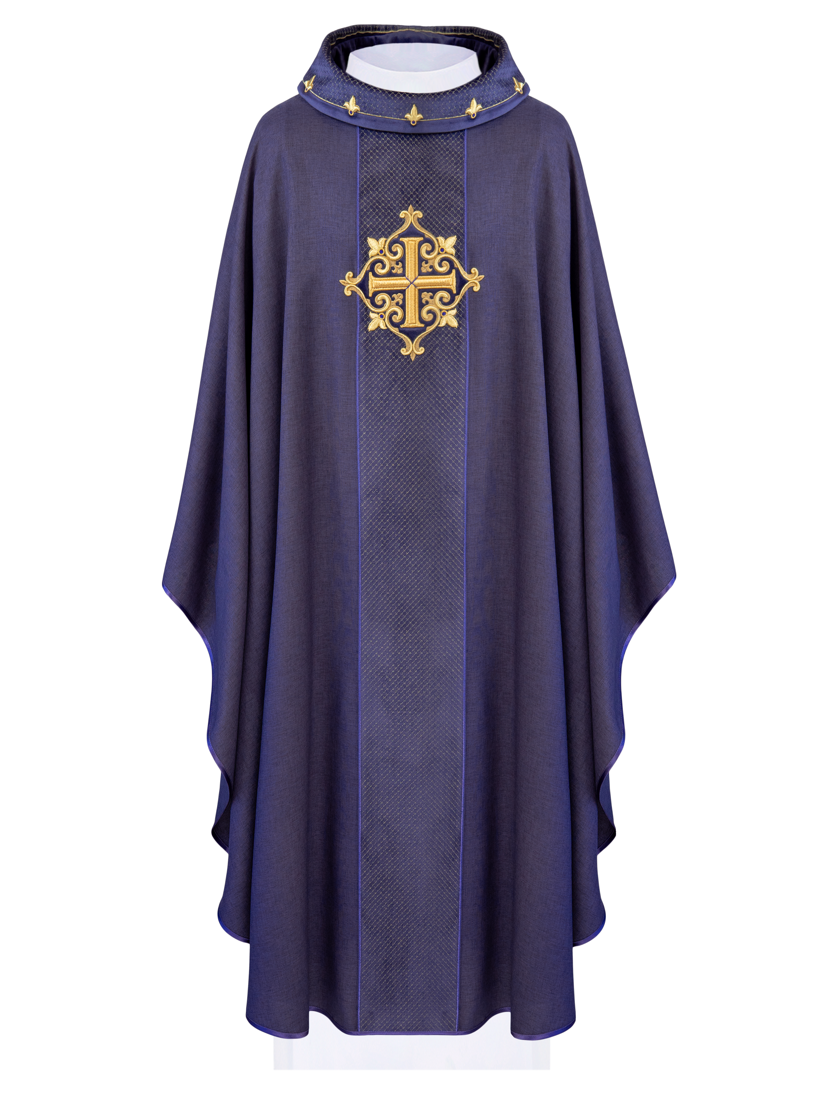 Purple Chasuble with Embroidered Cross Symbol - HAFTINAUSA.COM