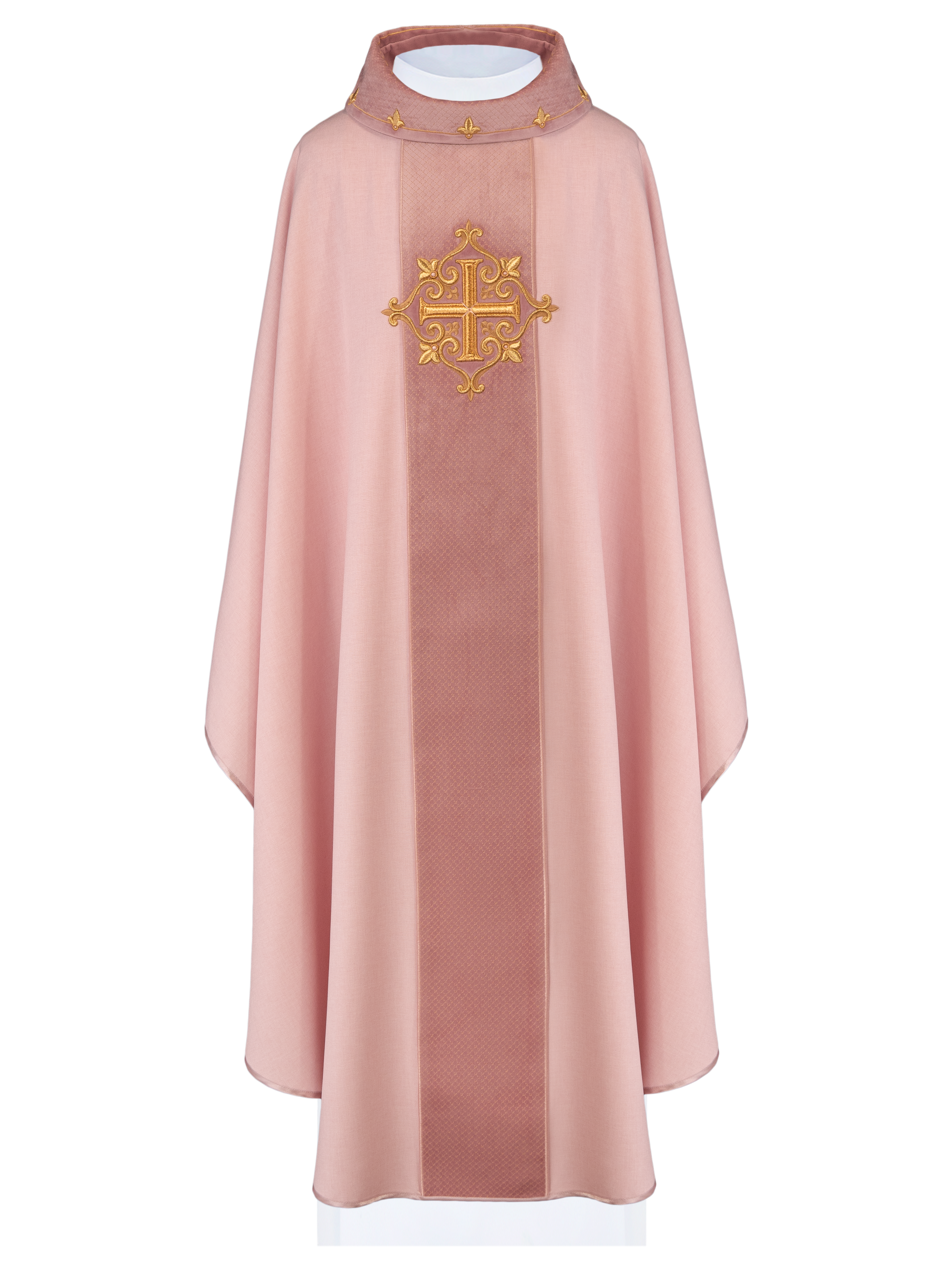 Pink Chasuble with Embroidered Cross Symbol - HAFTINAUSA.COM