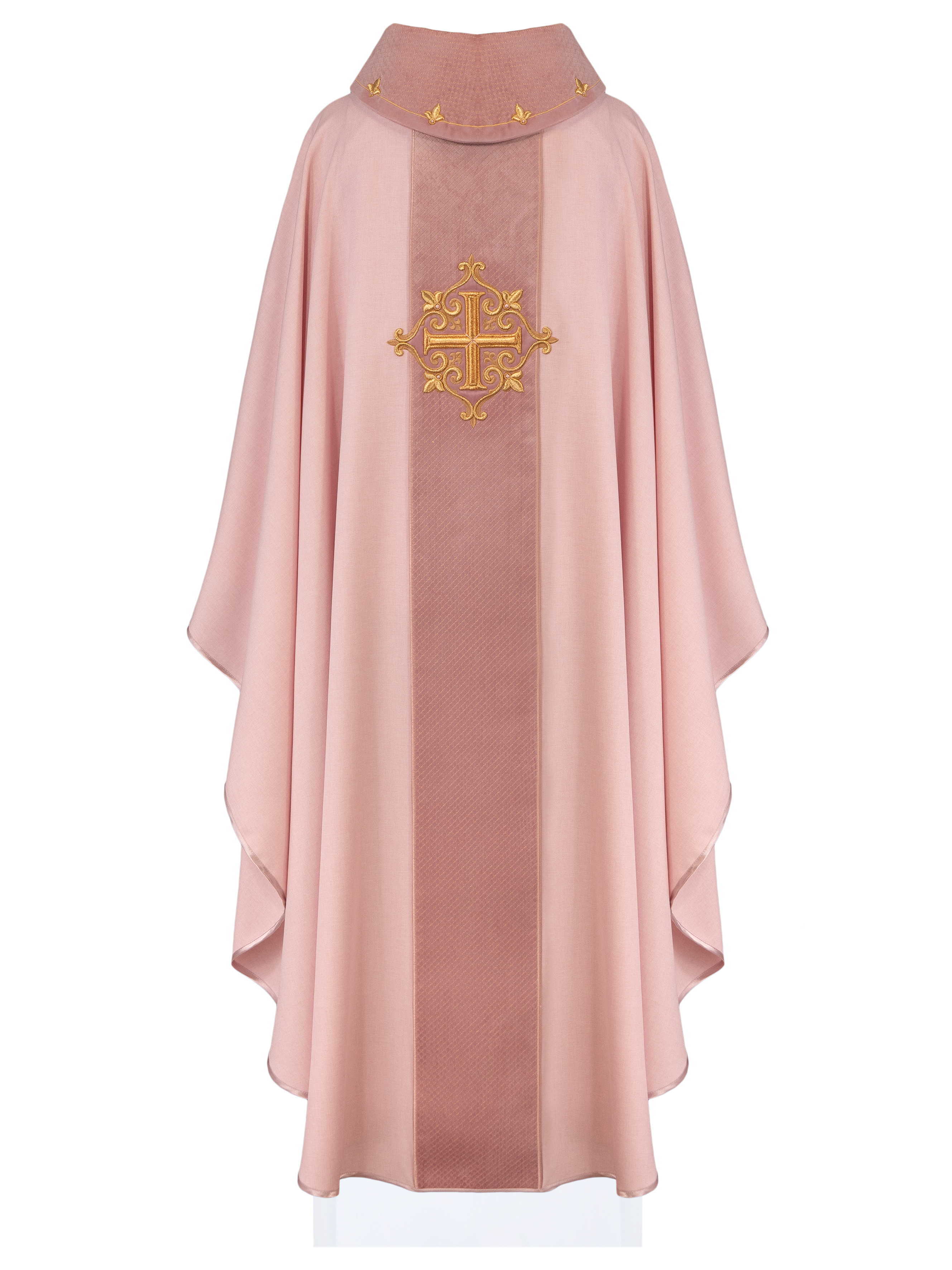 Pink Chasuble with Embroidered Cross Symbol - HAFTINAUSA.COM