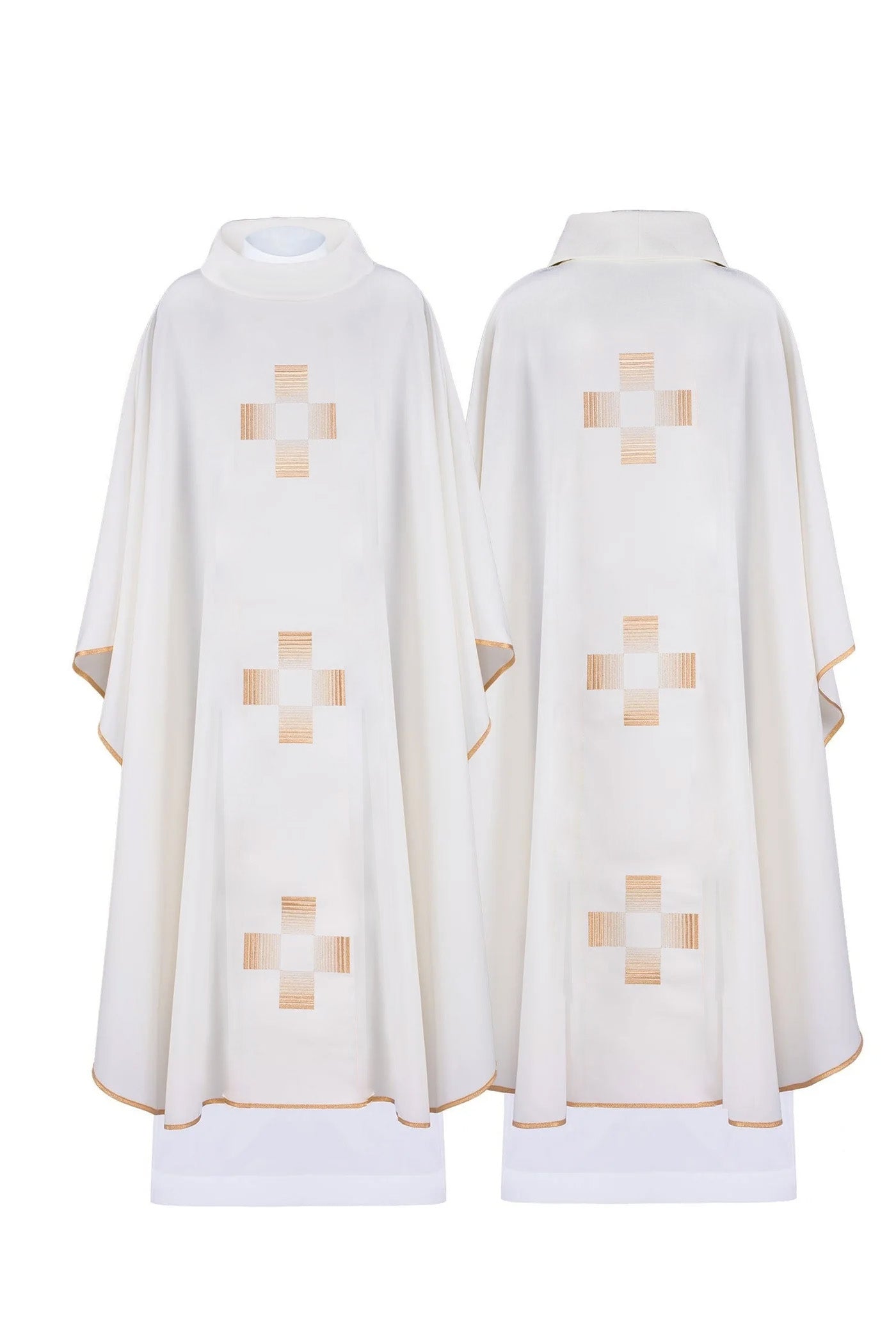 Chasuble with embroidered Crosses in ecru - HAFTINAUSA.COM