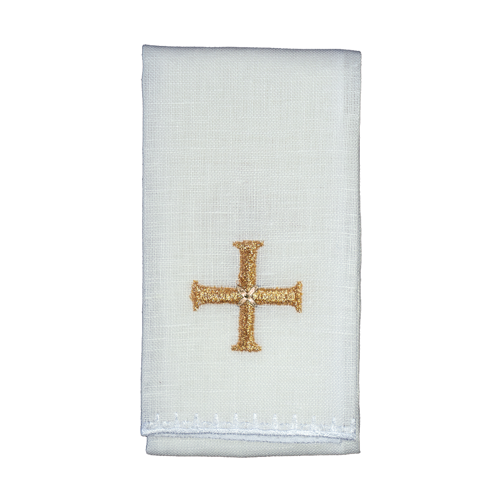 Ecru altar linen set made from velvet fabric