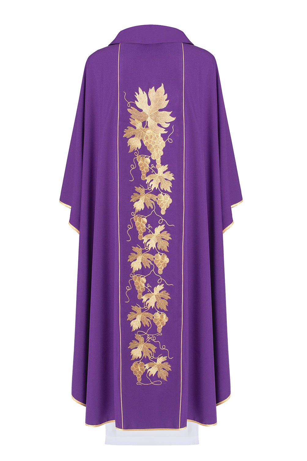Purple chasuble with gold JHS and grapes embroidery - HAFTINAUSA.COM