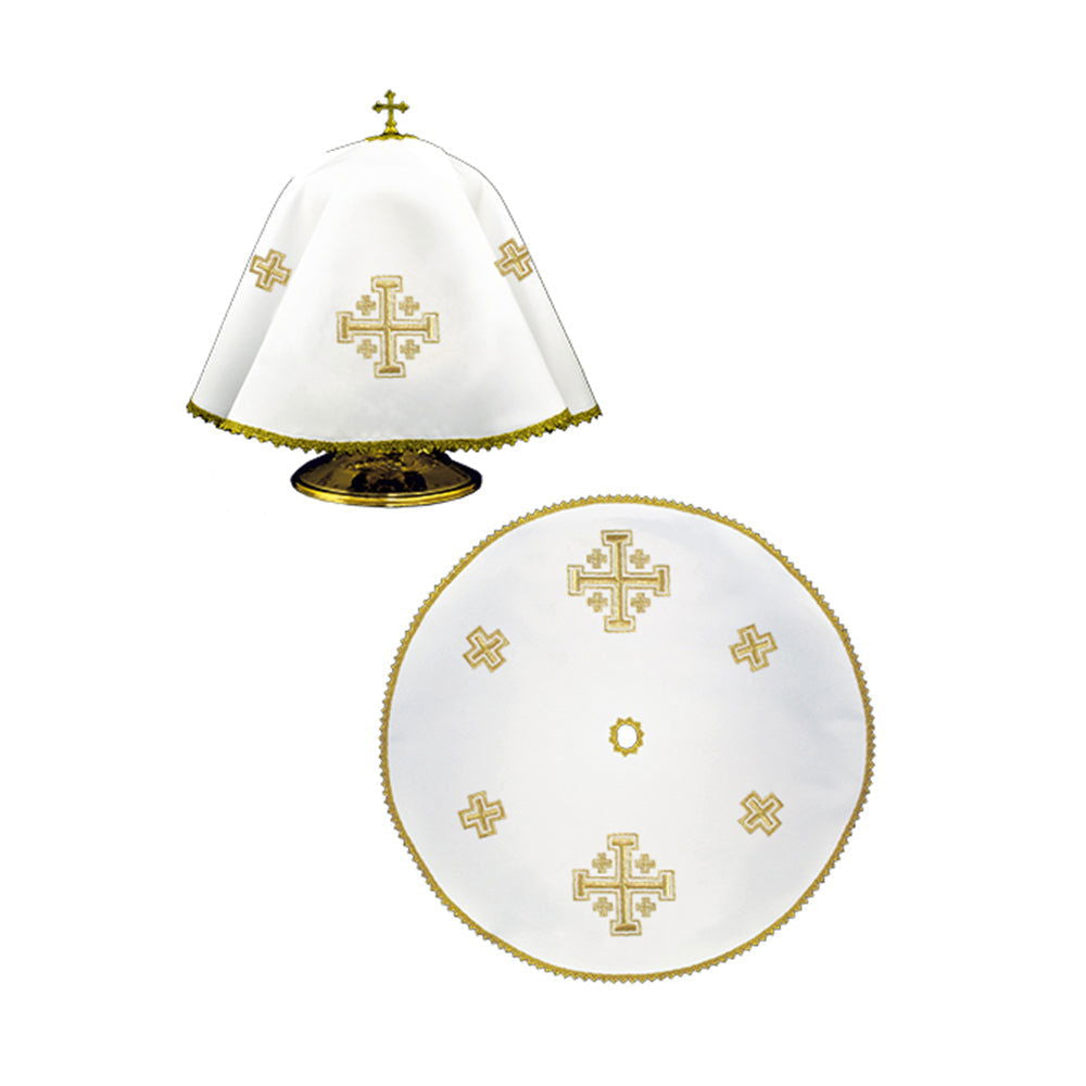 Round tinsel veil with classic gold embroidery - HAFTINAUSA.COM