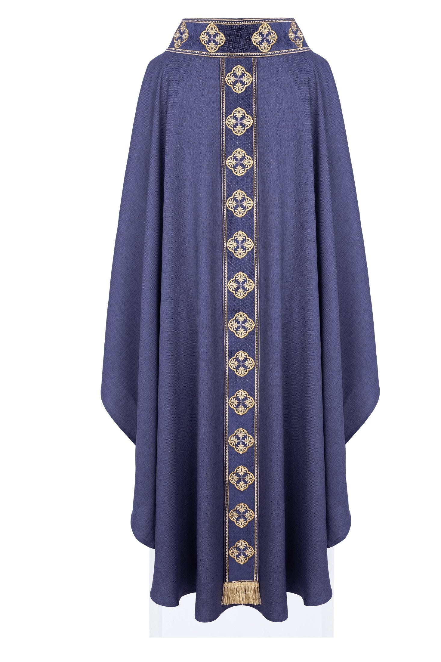 Purple priest chasuble with slim orphrey