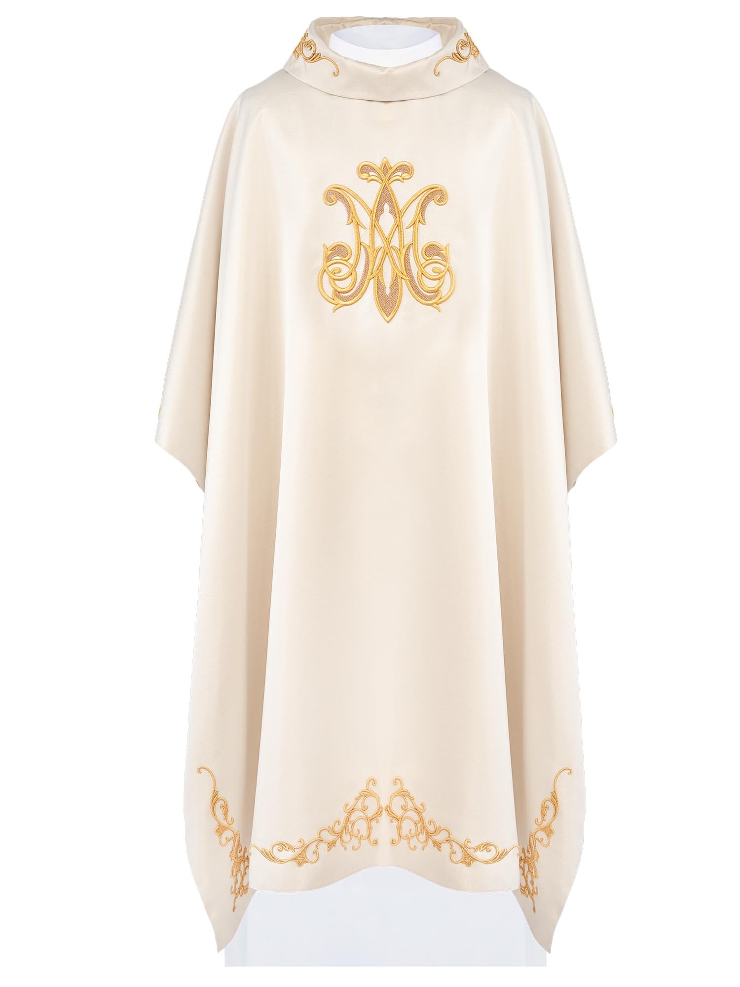 Liturgical chasuble with beautiful Marian gold embroidery - HAFTINAUSA.COM