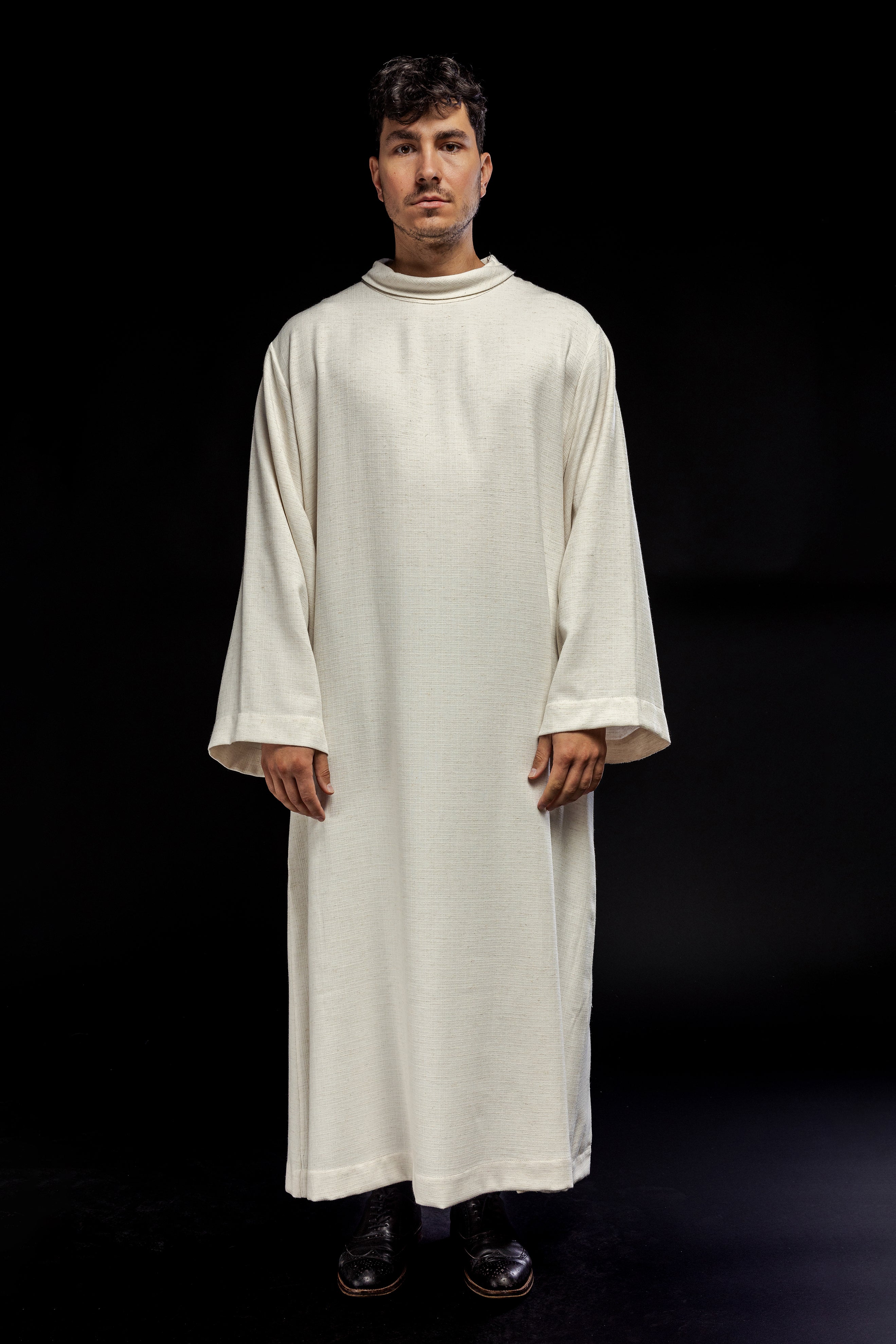 Clergy alb made of natural weaved fabric