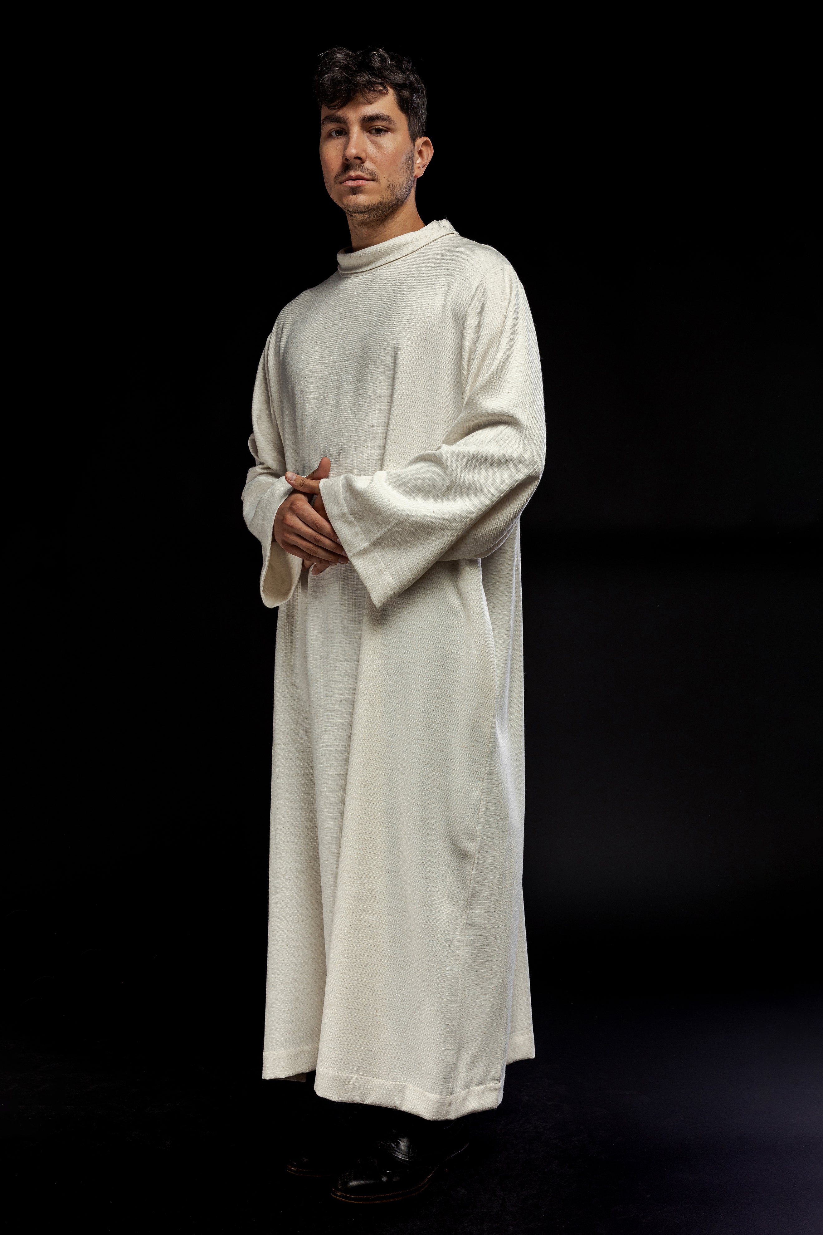 Clergy alb made of natural weaved fabric