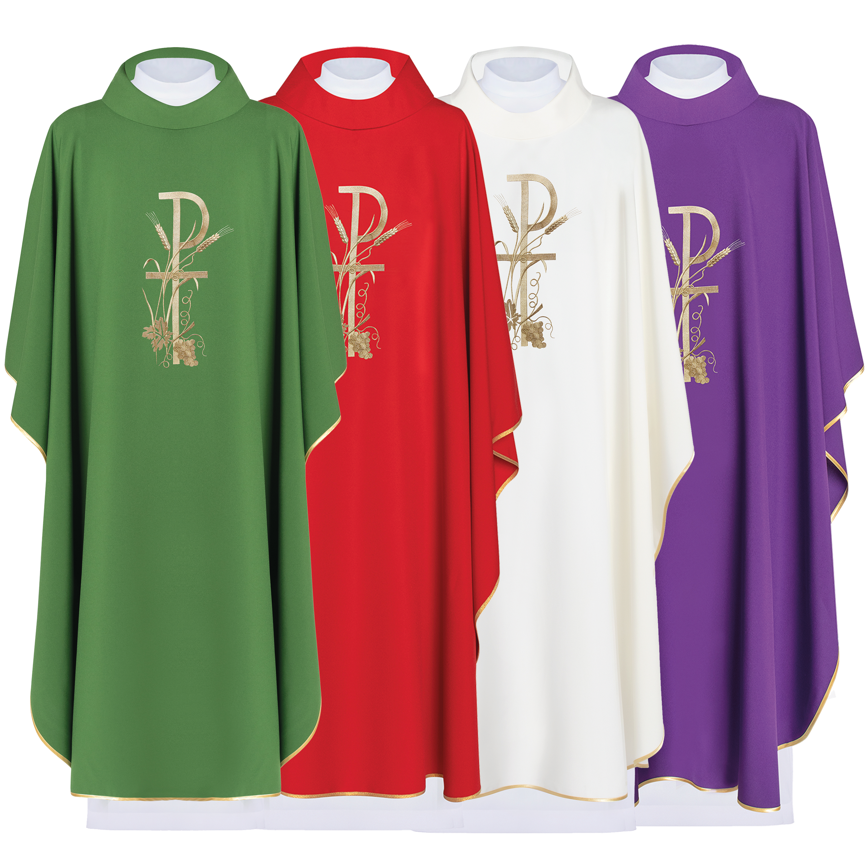 Set of chasubles in four colors with PAX motif