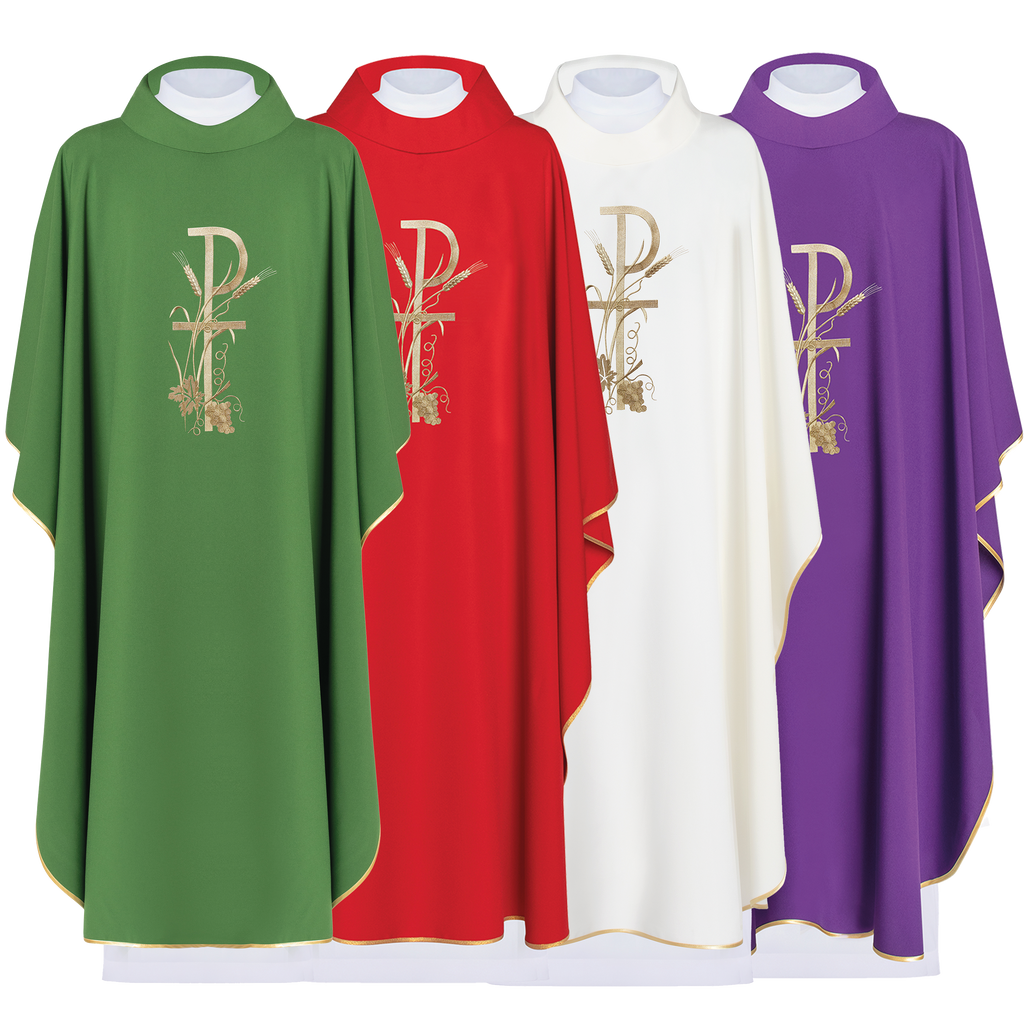 Set of chasubles in four colors with PAX motif