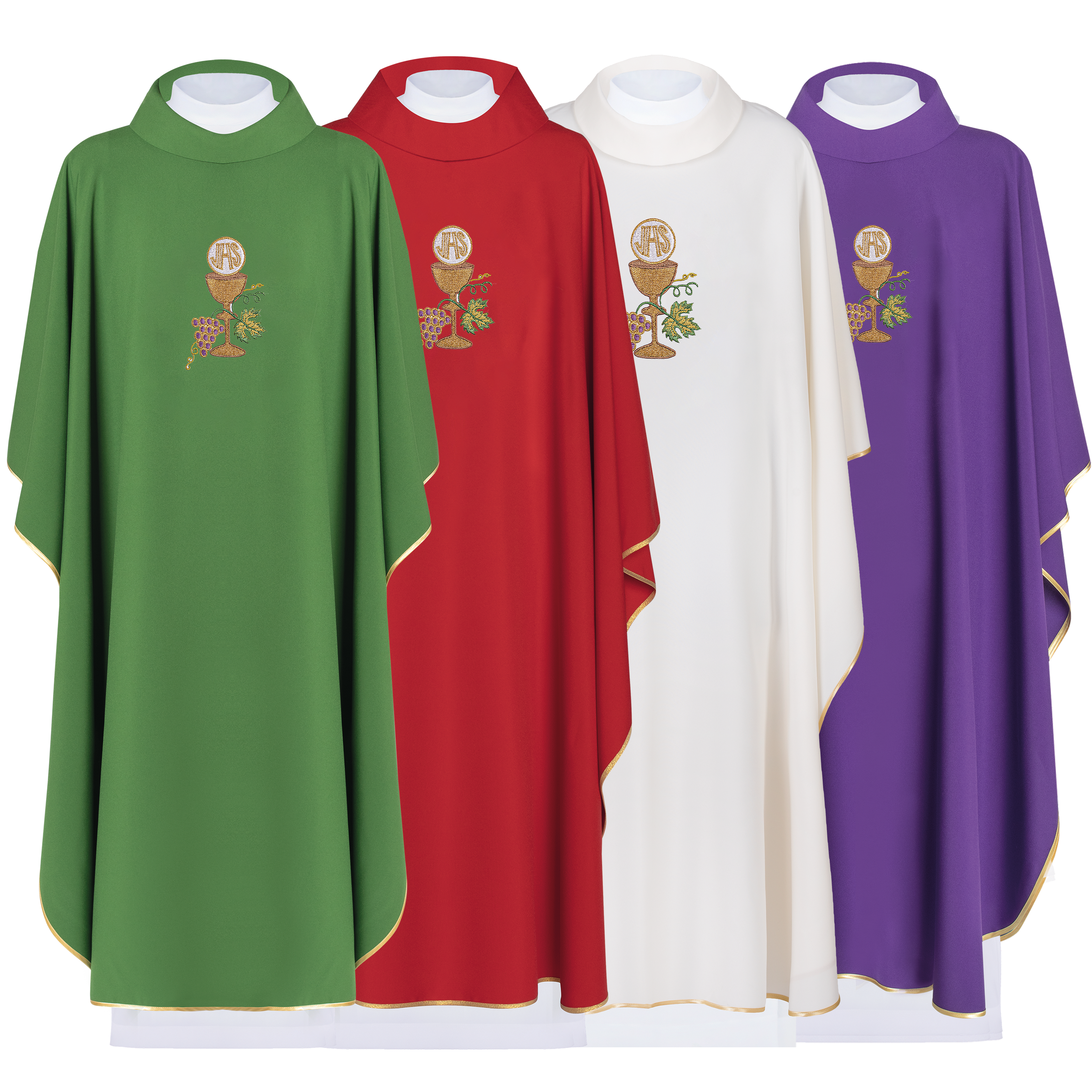 Chasubles set in four colors chalice and grapes