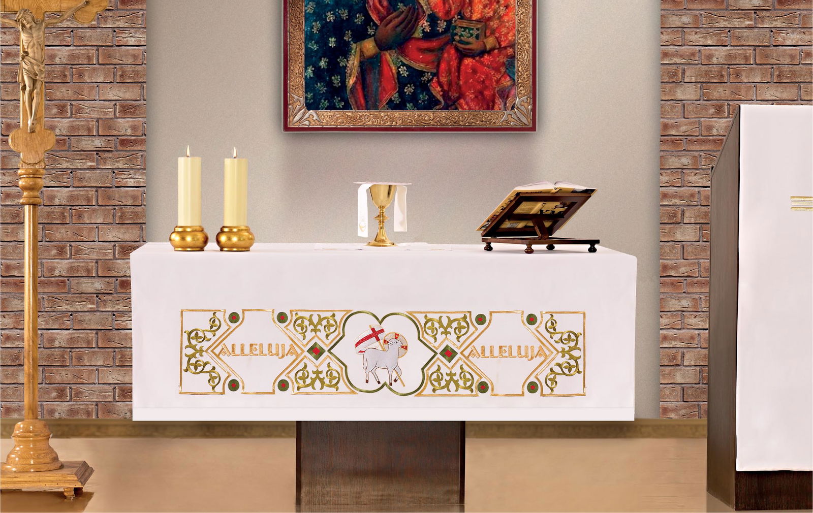 Altar tablecloth for Easter KOH/005 150*300 BIAŁY - HAFTINAUSA.COM