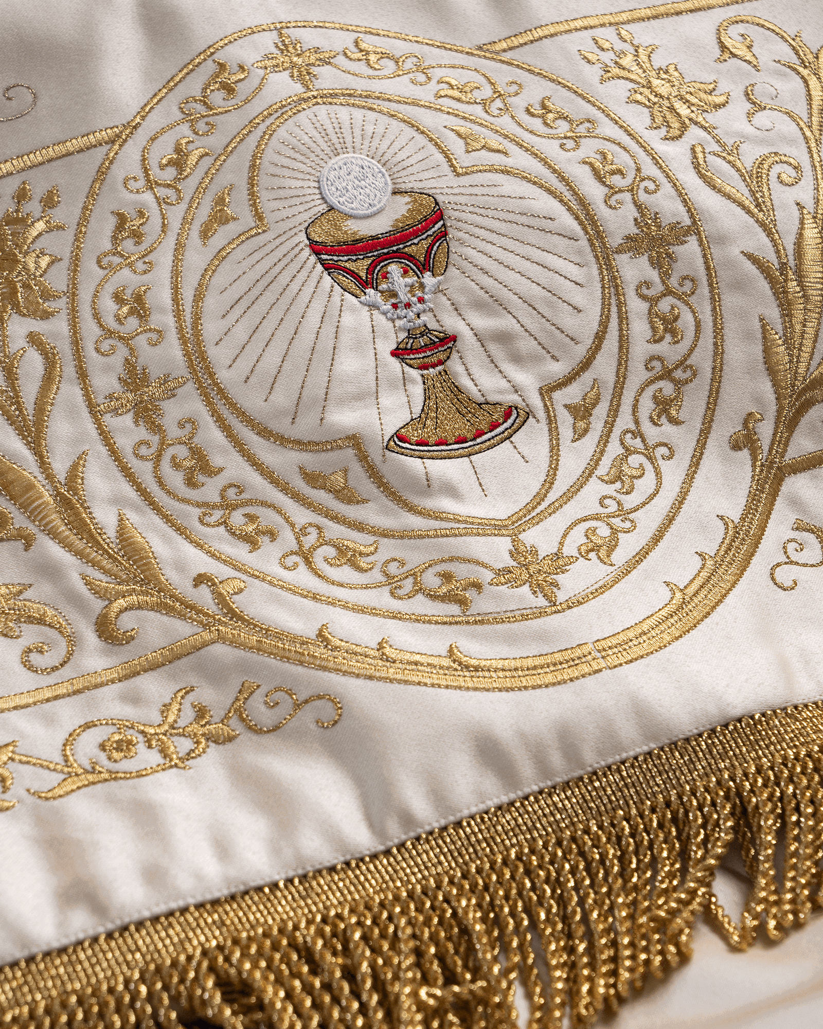 Canopy with embroidered angels and motifs