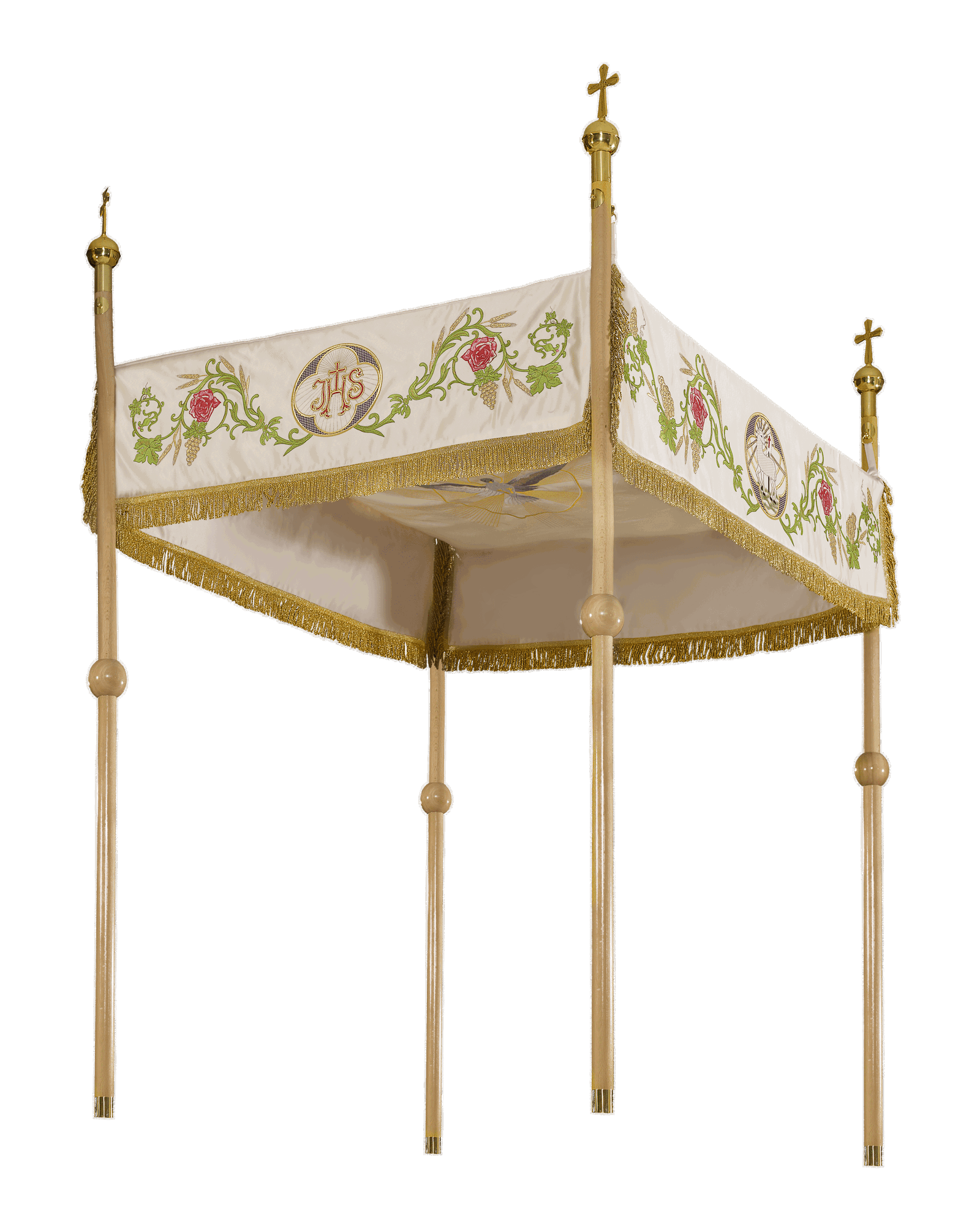 Canopy embroidered with colorful flower motifs