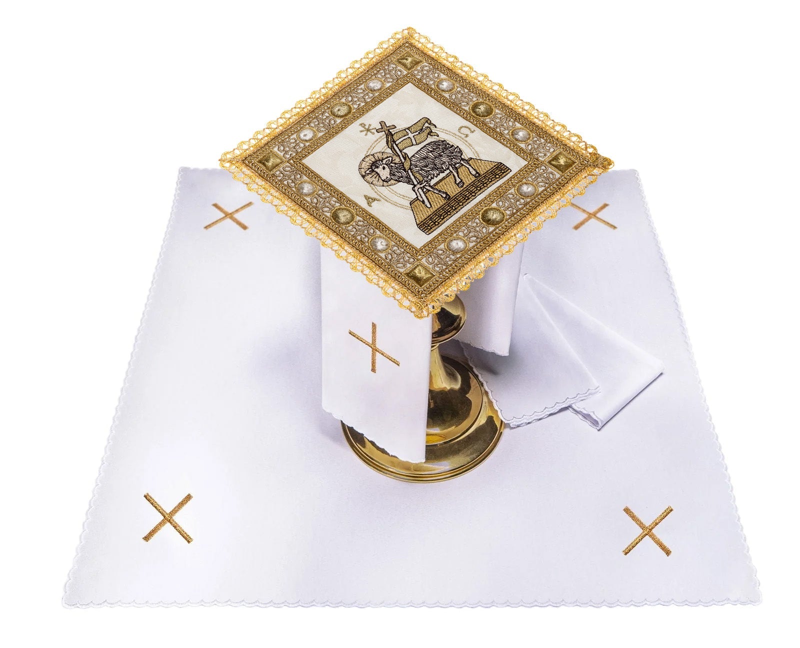 Chalice linen for Easter with the Lamb - HAFTINAUSA.COM