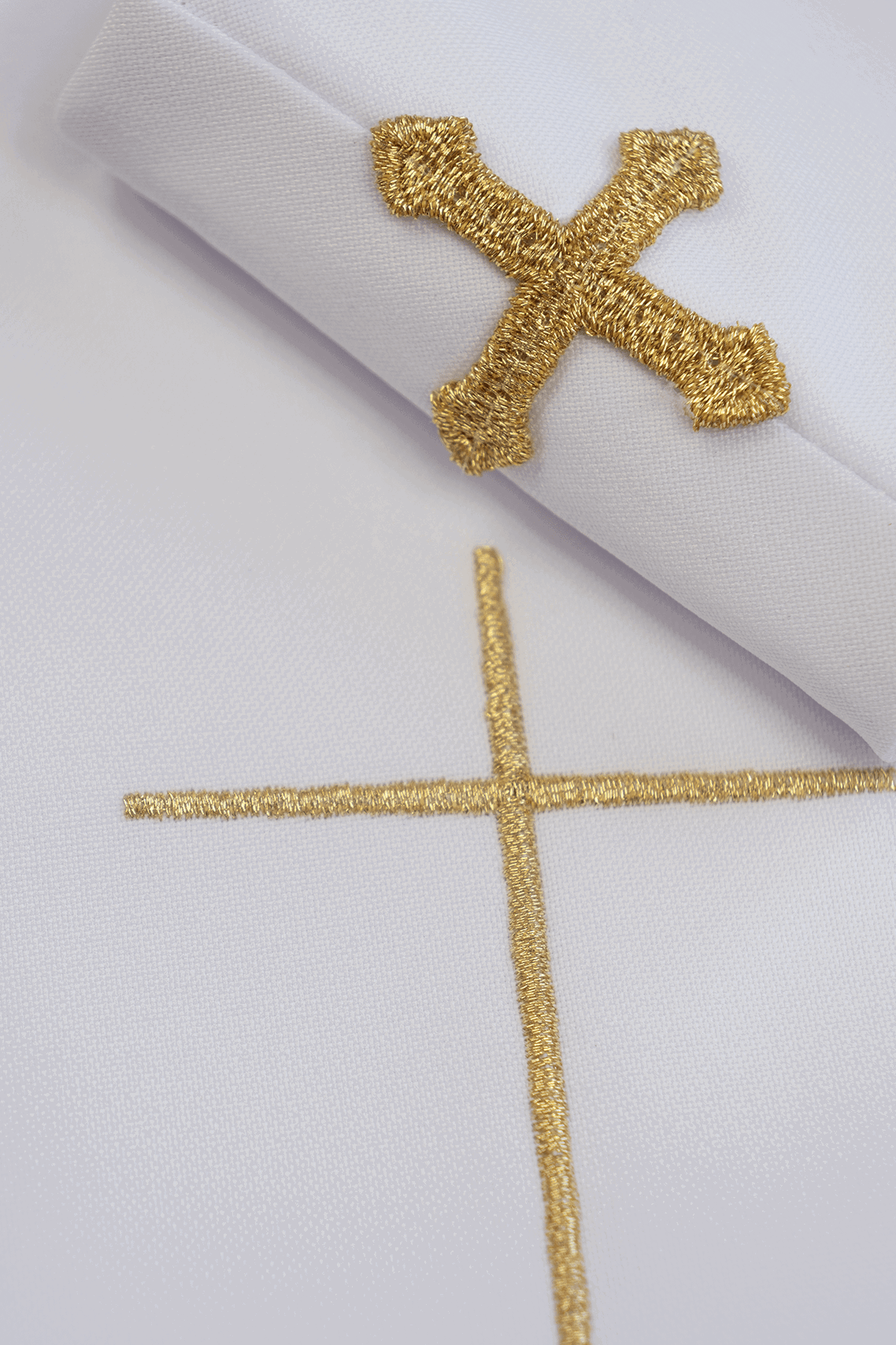 Classic white Marian priests chasuble