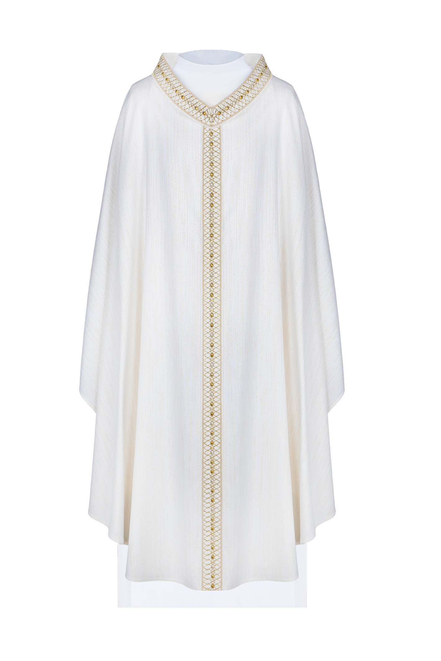 Ivory chasuble made of fabric with gold glitter