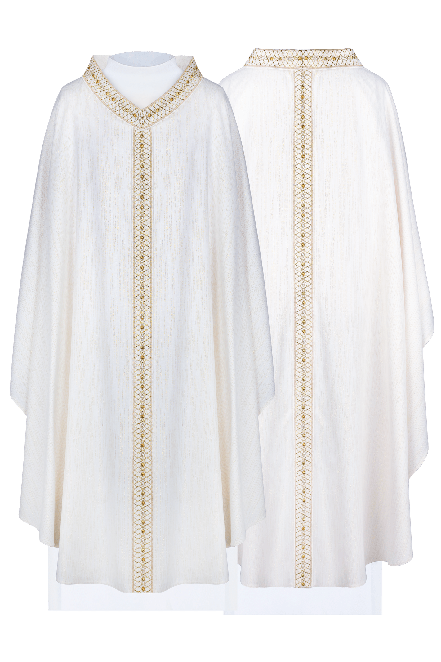 Ivory chasuble made of fabric with gold glitter