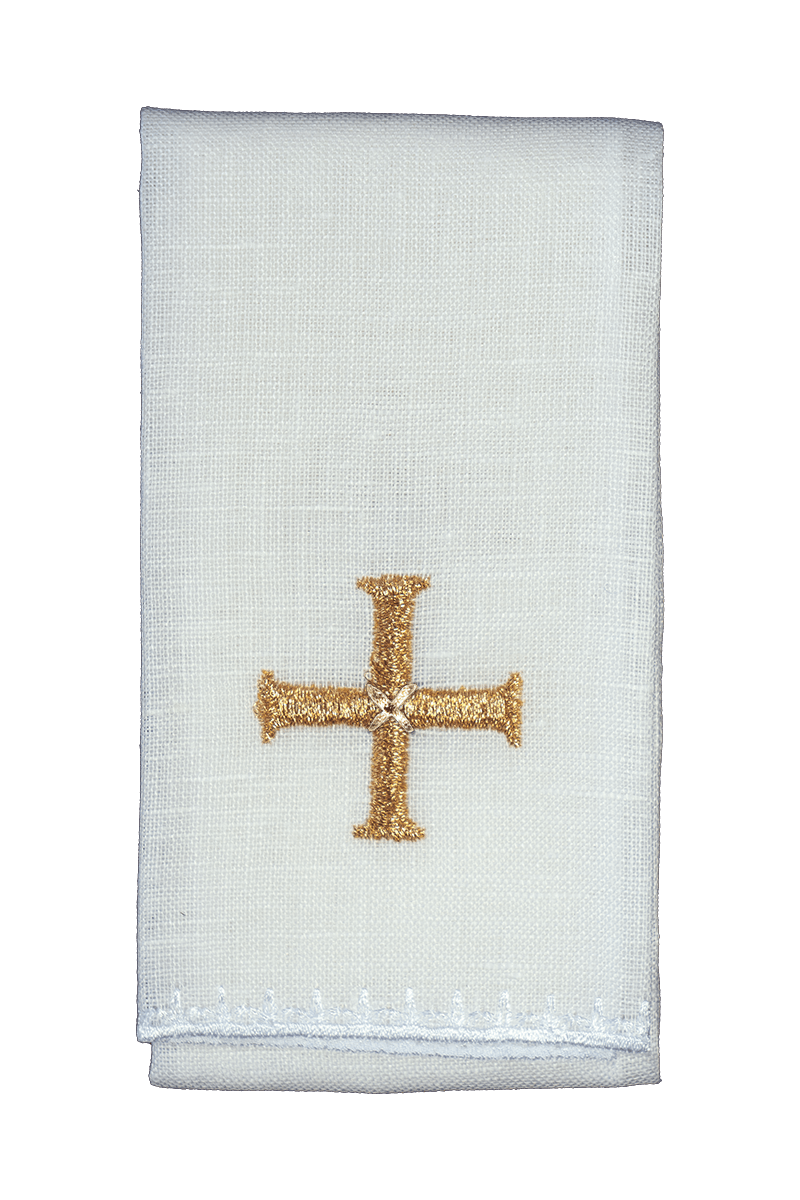 Ecru altar linen set made from velvet fabric