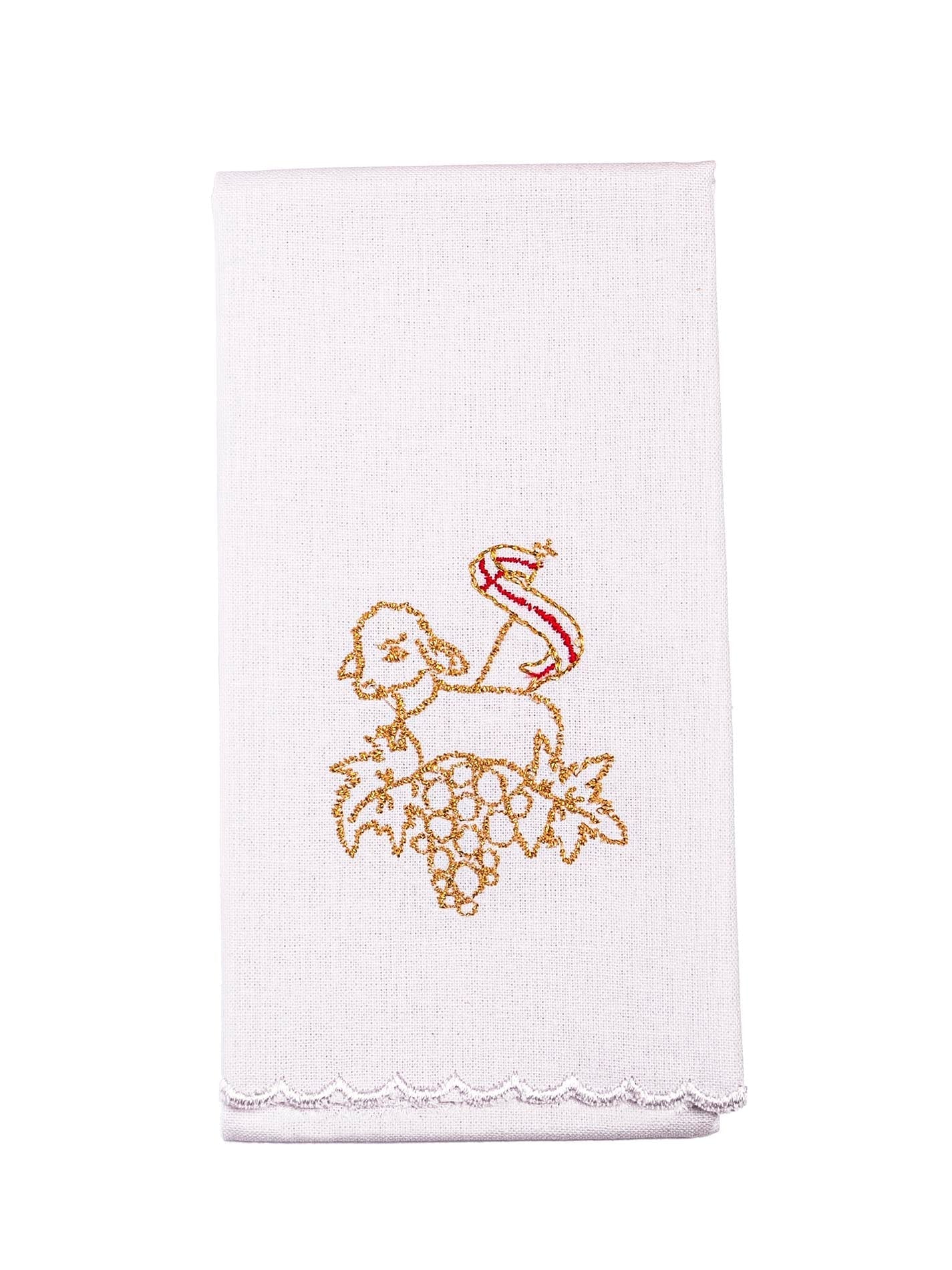 Chalice Linens embroidered with the Lamb of God symbol