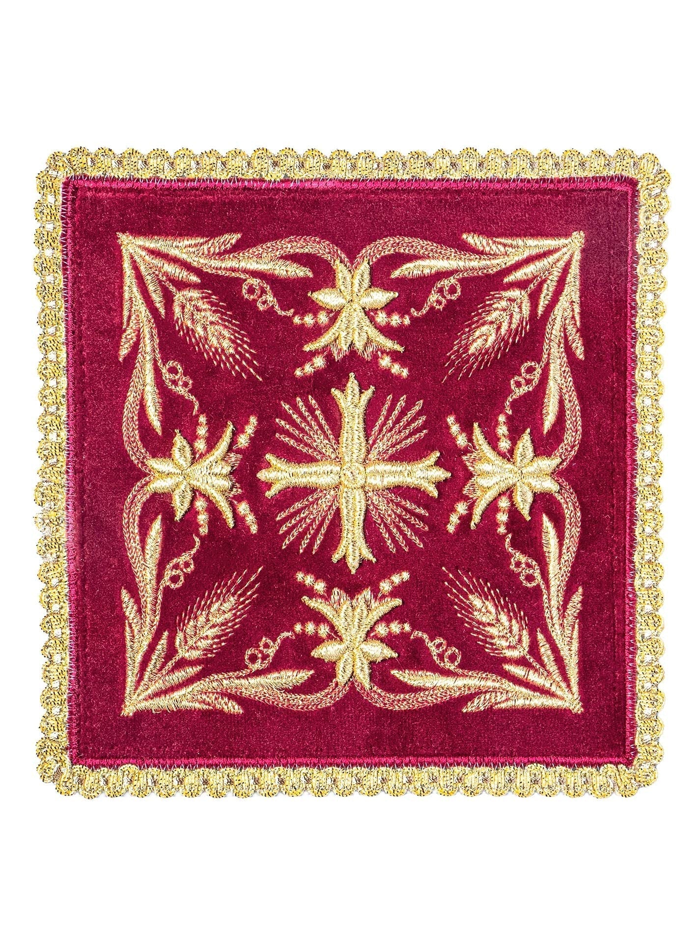 Chalice Linens Embroidered Burgundy Velvet