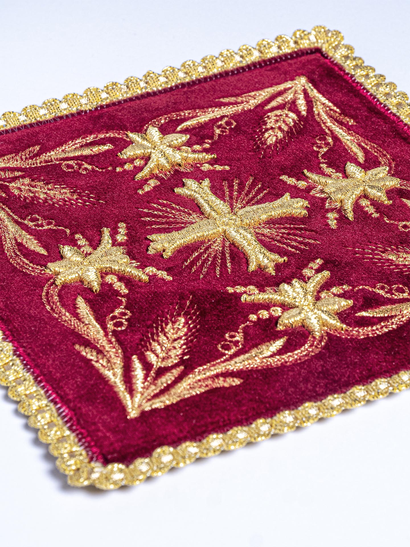 Chalice Linens Embroidered Burgundy Velvet