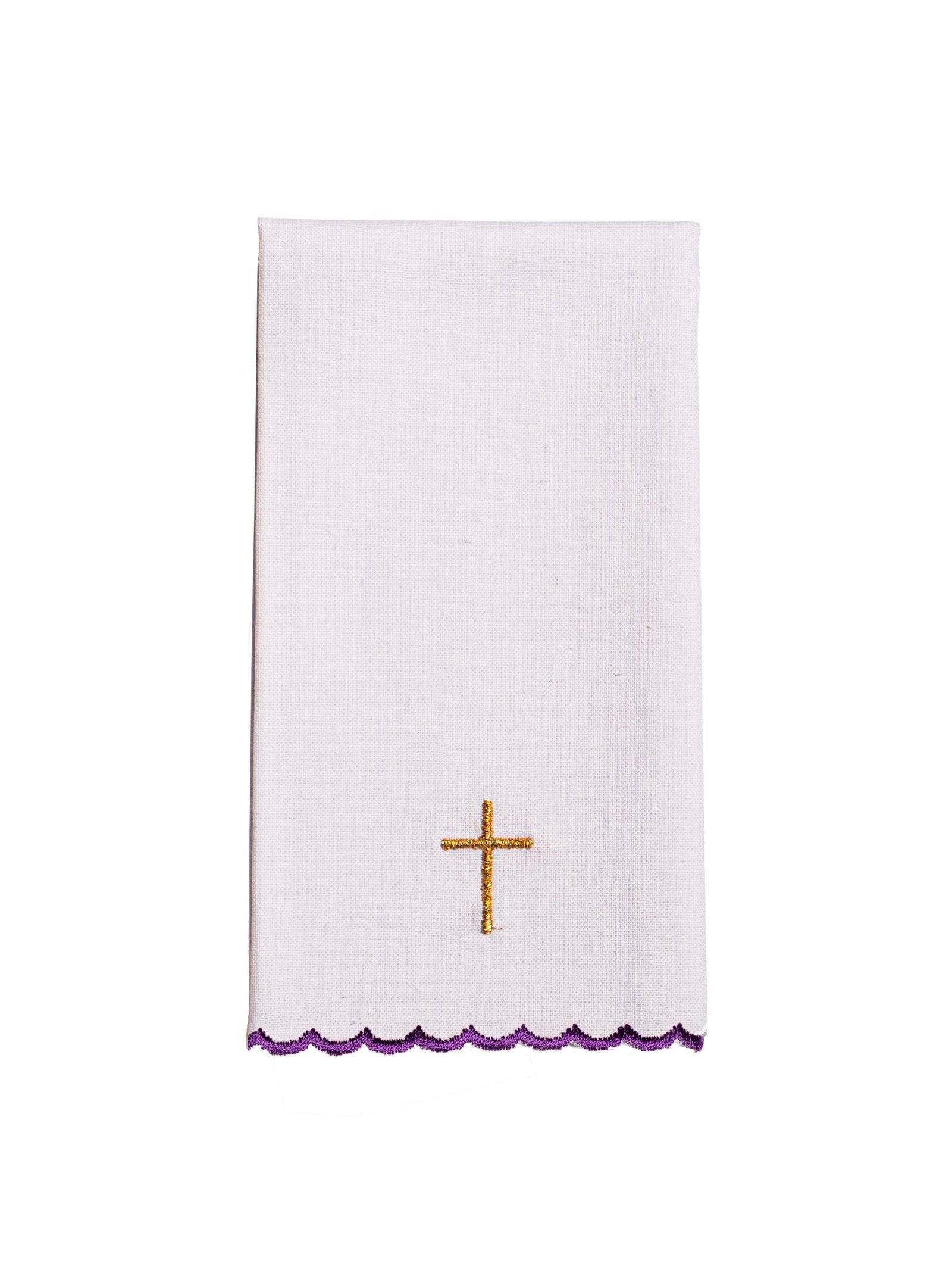 Chalice linens in purple with silver cross