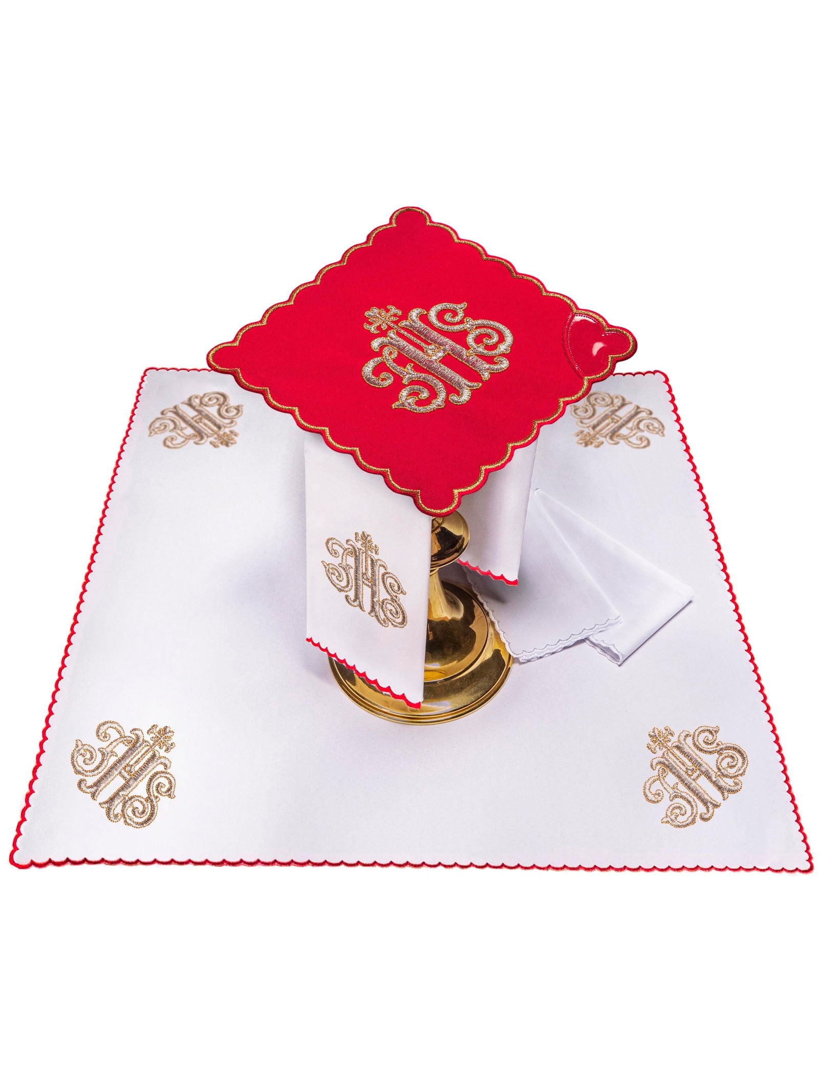 Red Chalice Linen set with IHS motif