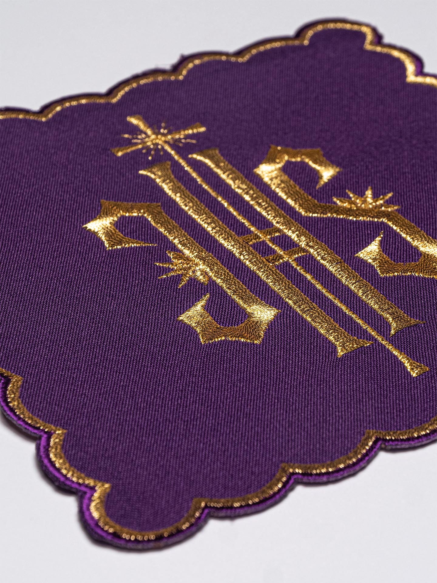 Purple chalice Linens in Purple with IHS emboroidery