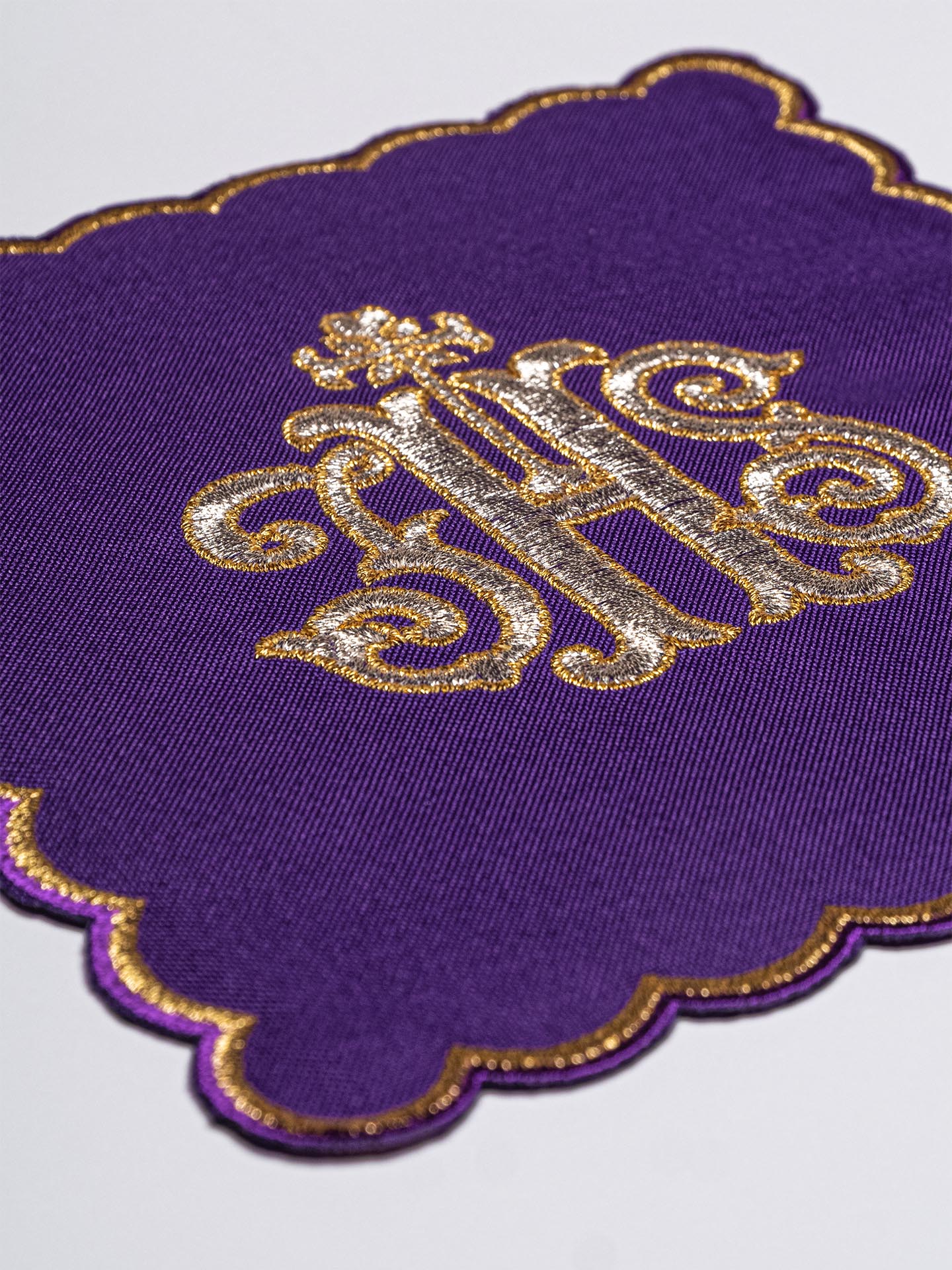 Chalice Linens set in Purple with IHS