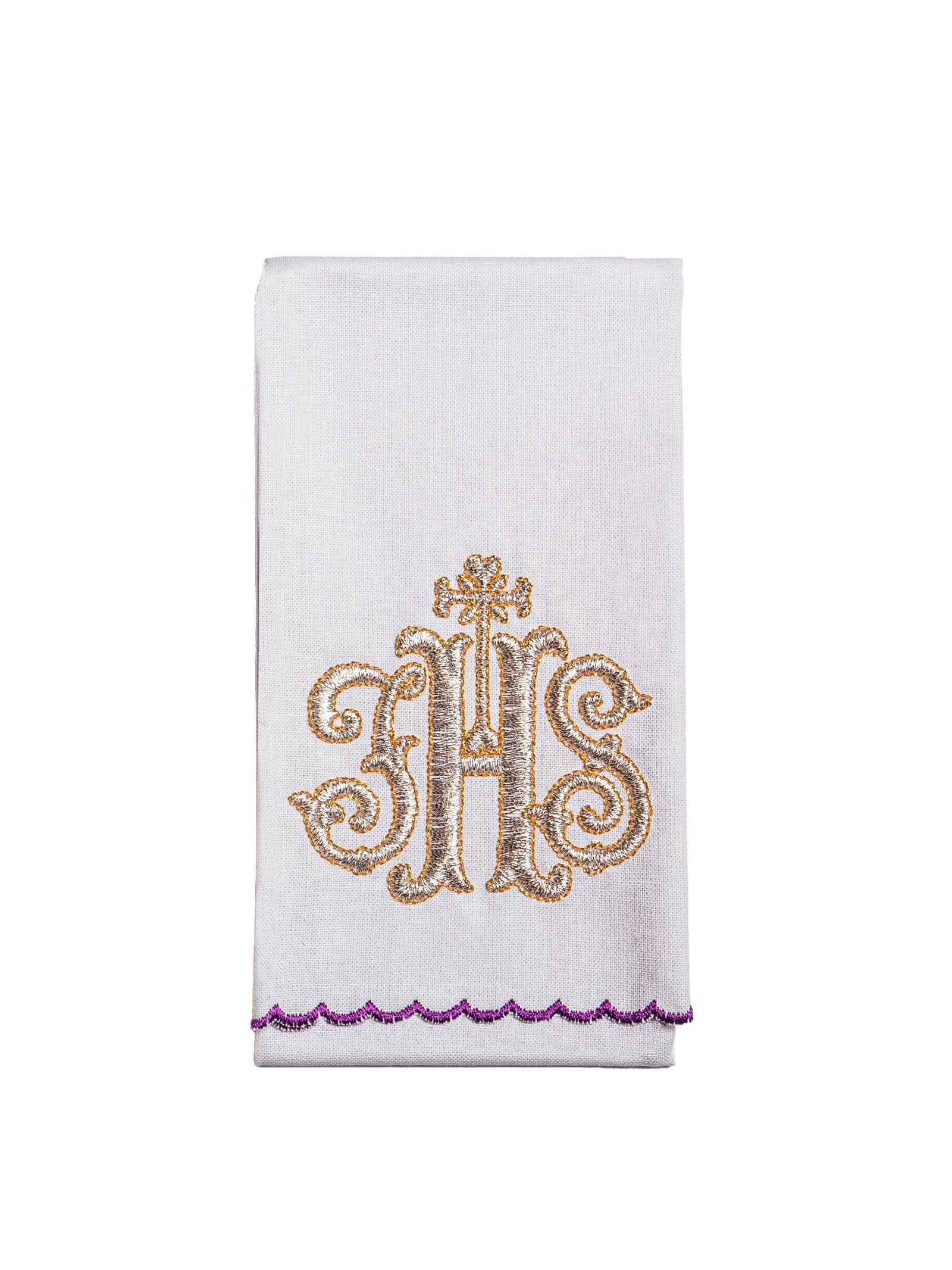 Chalice Linens set in Purple with IHS