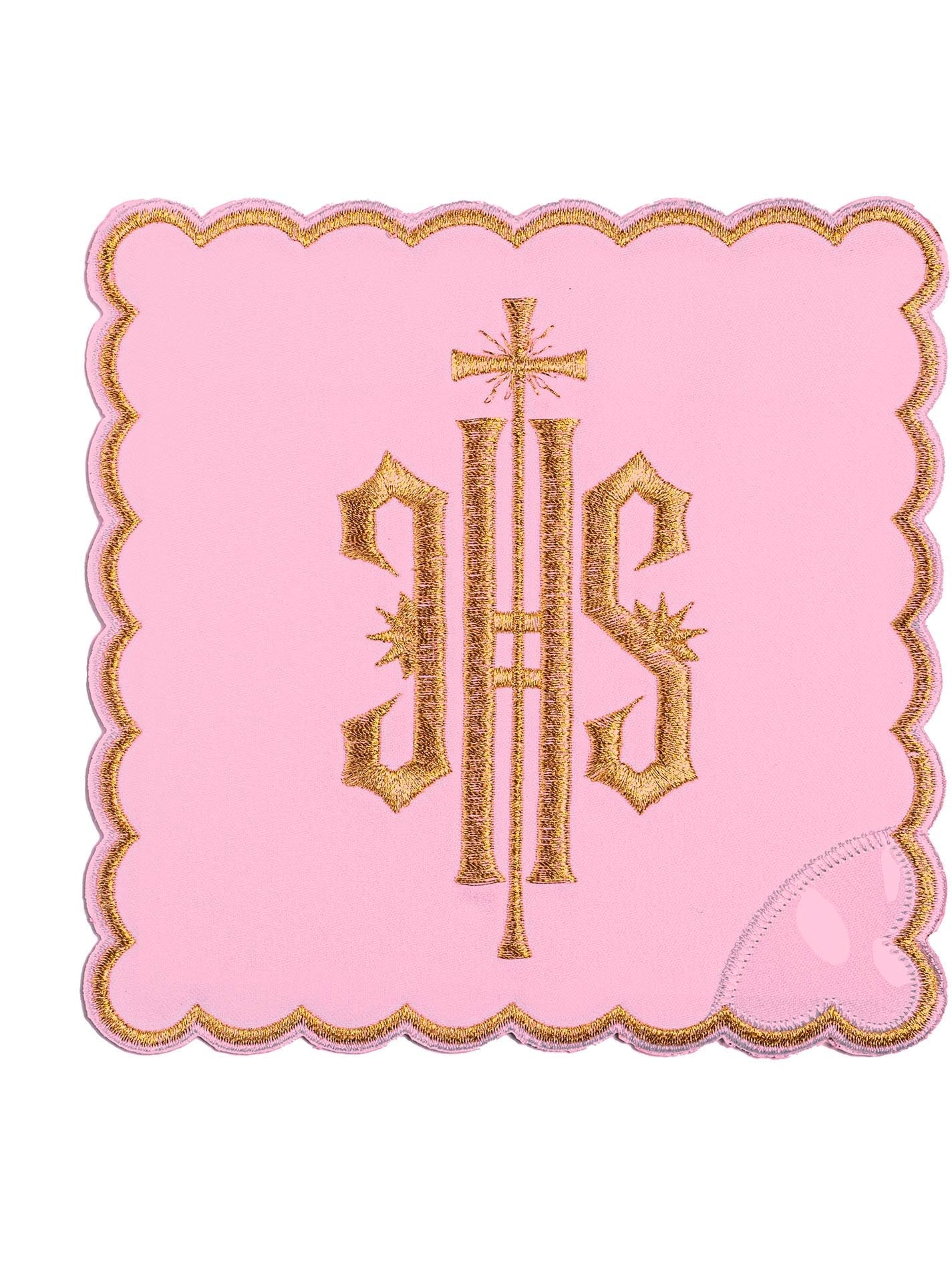 Chalice Linens Embroidered Pink IHS