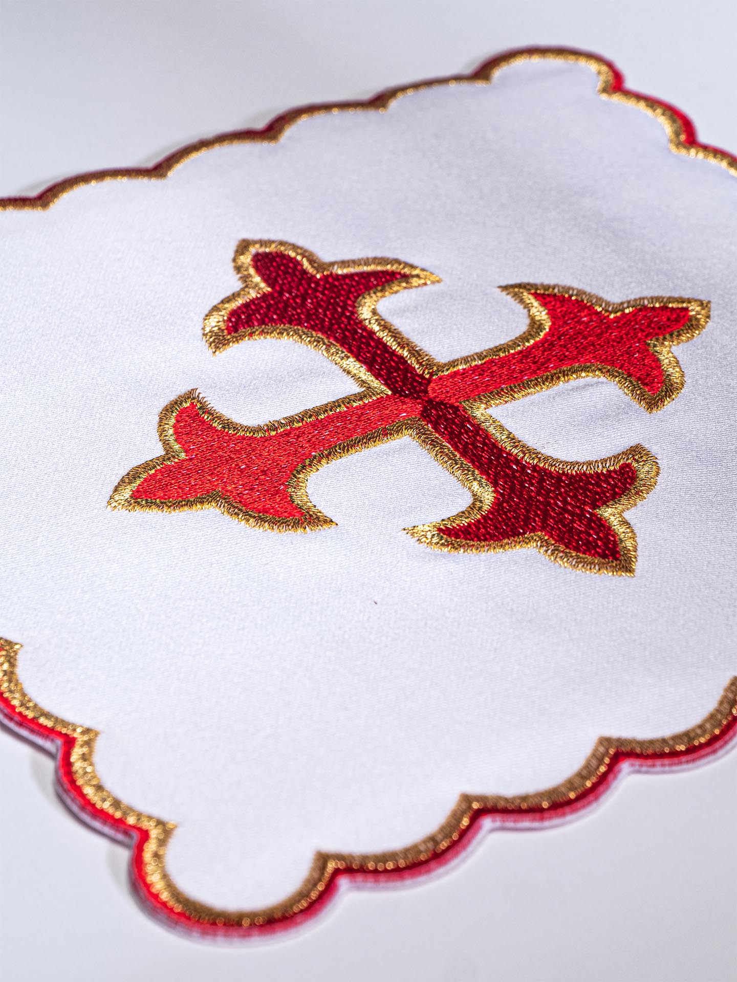 Chalice Linens with red embroidered cross