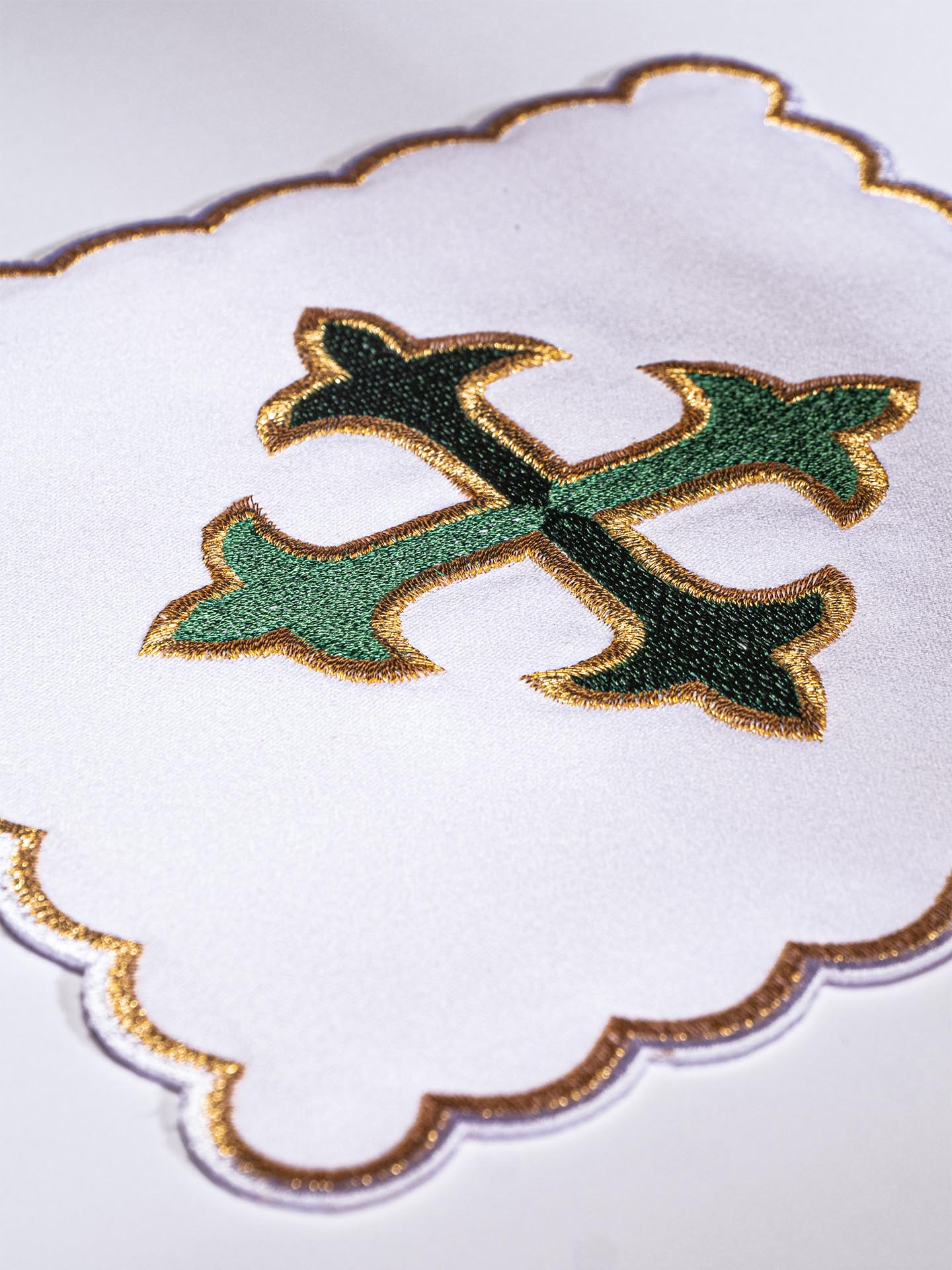 Chalice Linens with green embroidered cross