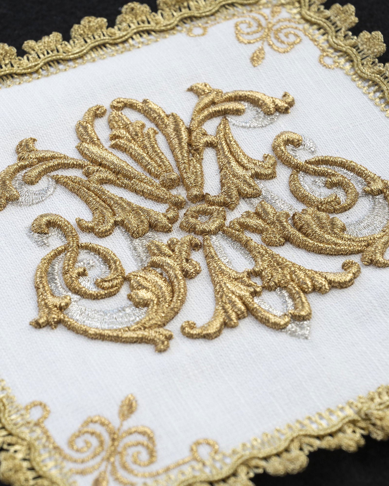 Linen Chalice Linens with Embroidery and Stones